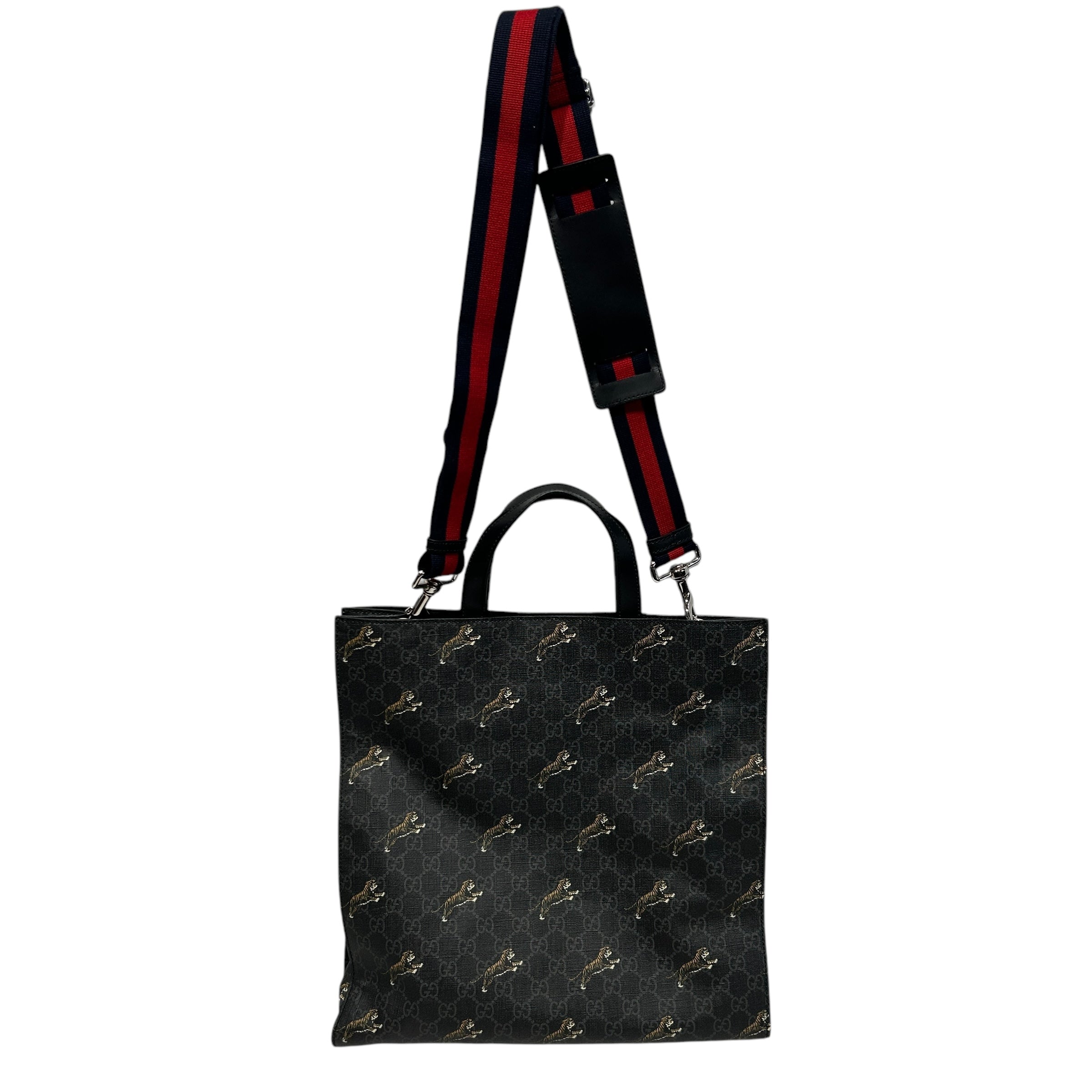 GUCCI/Tote Bag/OS/All Over Print/Leather/BLK/Soft GG Supreme Bestiary Tiger view 2