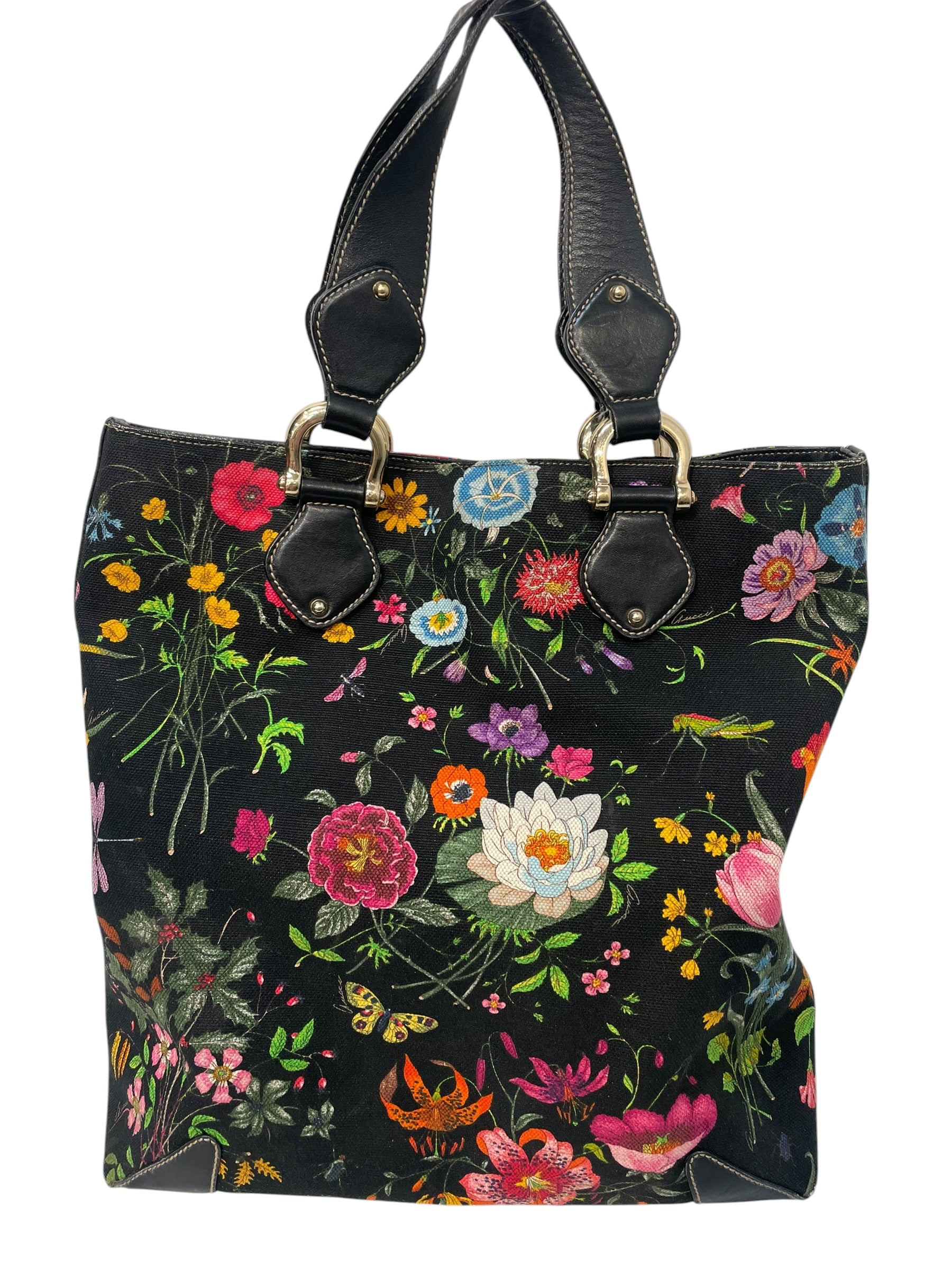 GUCCI/Tote Bag/Floral Pattern/BLK/Gucci Floral Canvas Tote view 1
