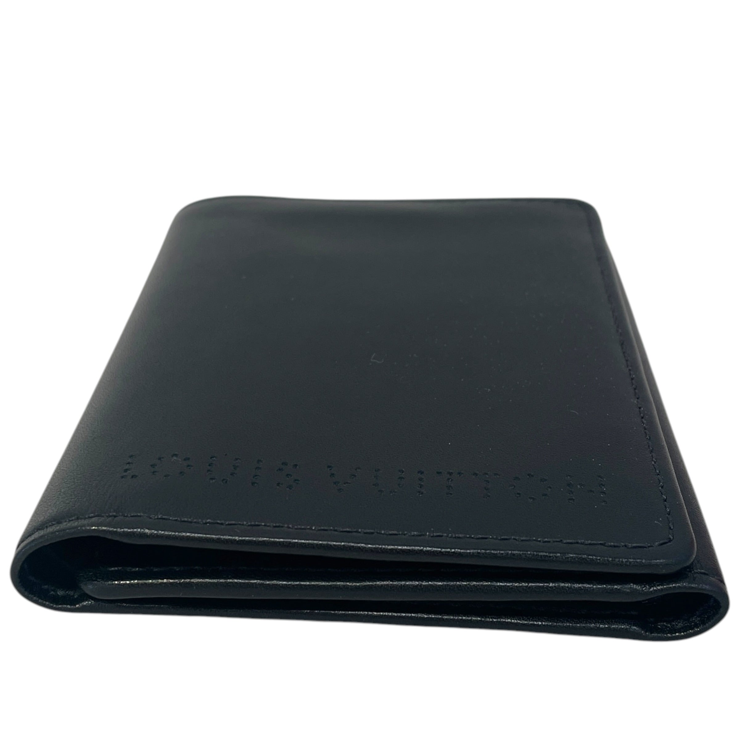 LOUIS VUITTON/Trifold Wallet/Leather/BLK/M's/perforated logo view 3