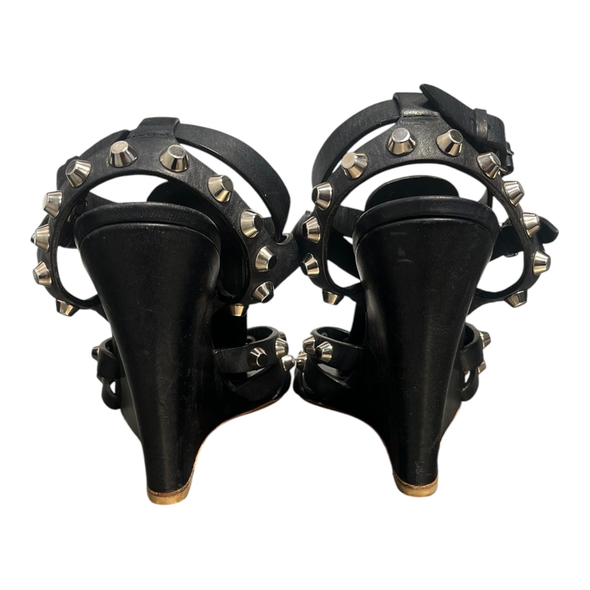 BALENCIAGA/Sandals/EU 40/Leather/BLK/Open-Toe/GLADIATOR-STUDDED view 5