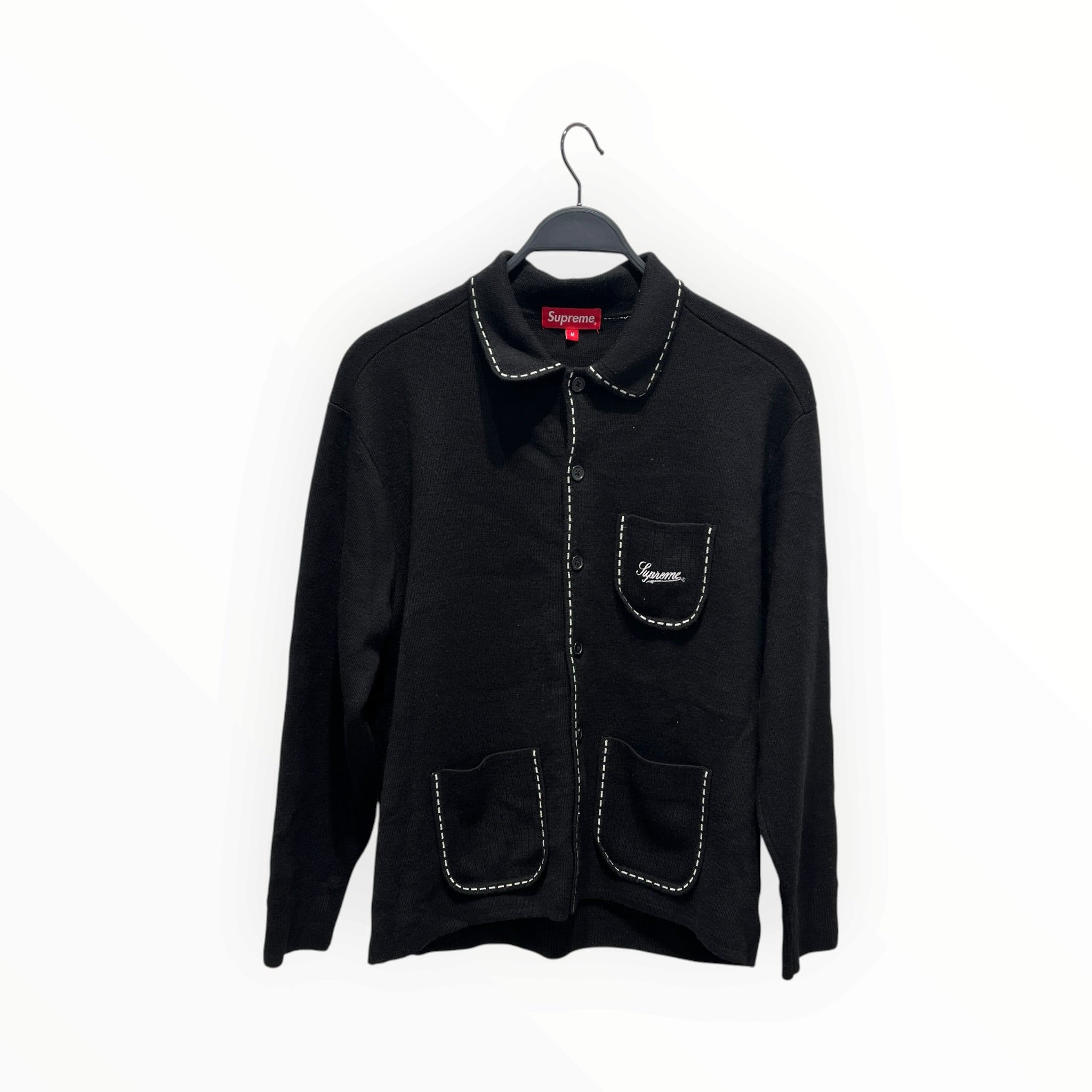 Supreme/LS Shirt/M/Cotton/BLK/contrast stitching view 1