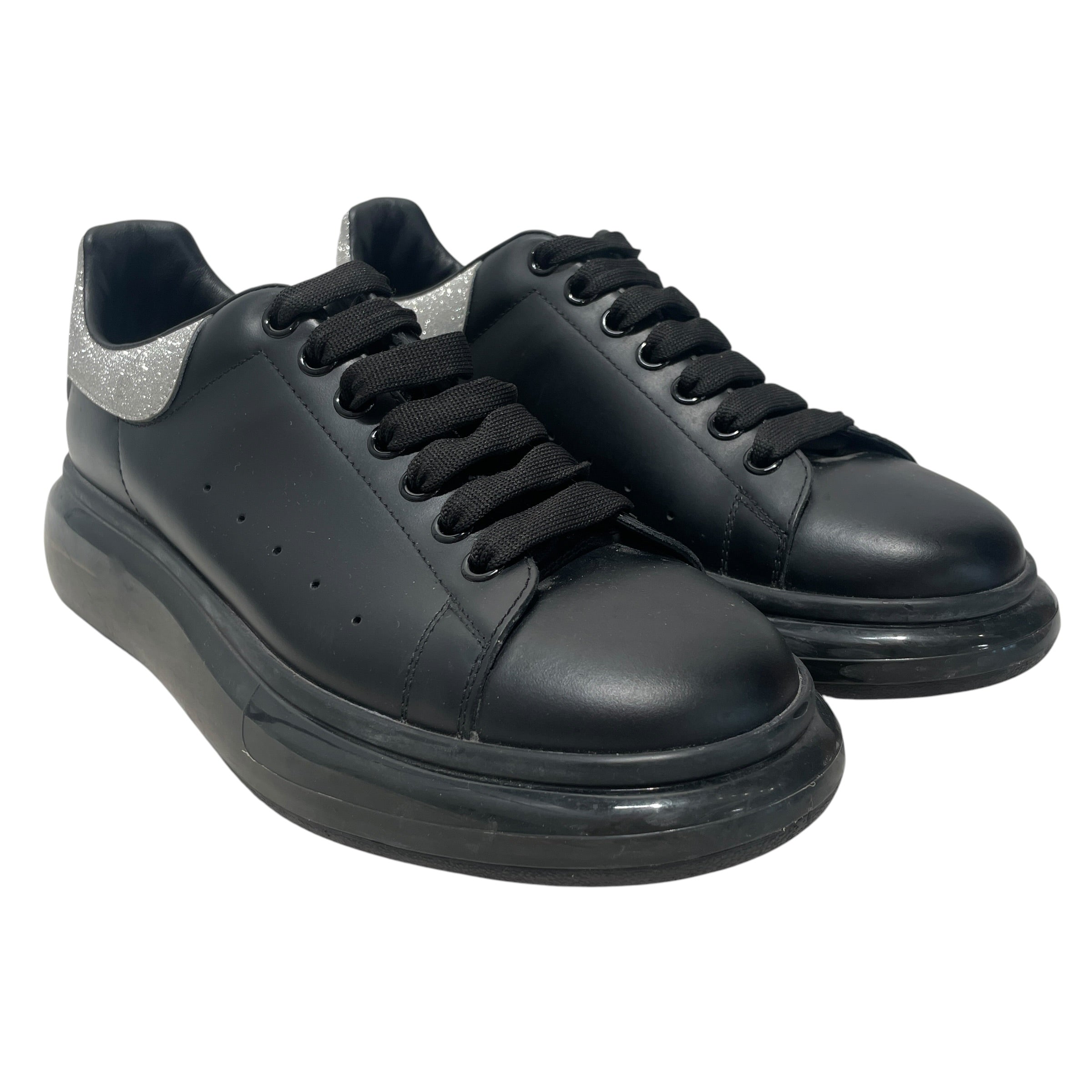 Alexander McQueen/Low-Sneakers/US 9/Glitter/Leather/BLK/oversized sneakers glitter view 1
