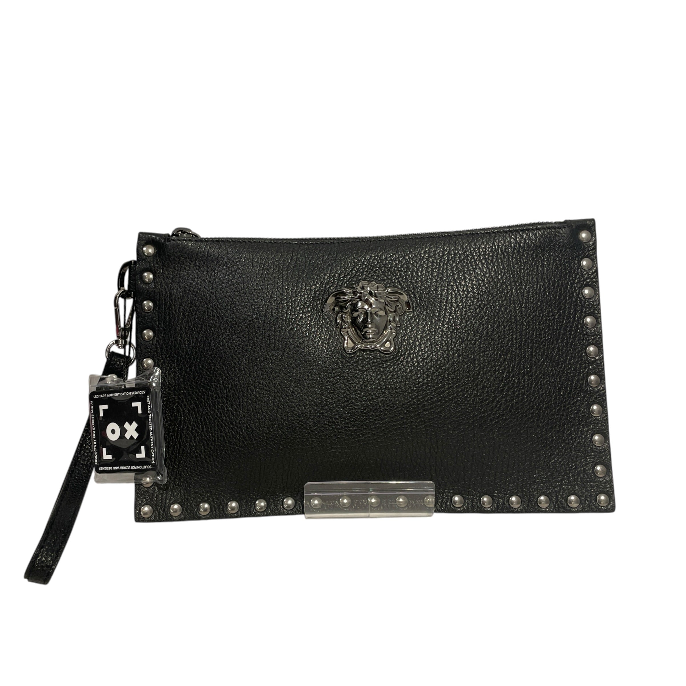 VERSACE/Clutch Bag/Leather/BLK/BLK MEDUSA HARDWARE/STUDS SLV view 1