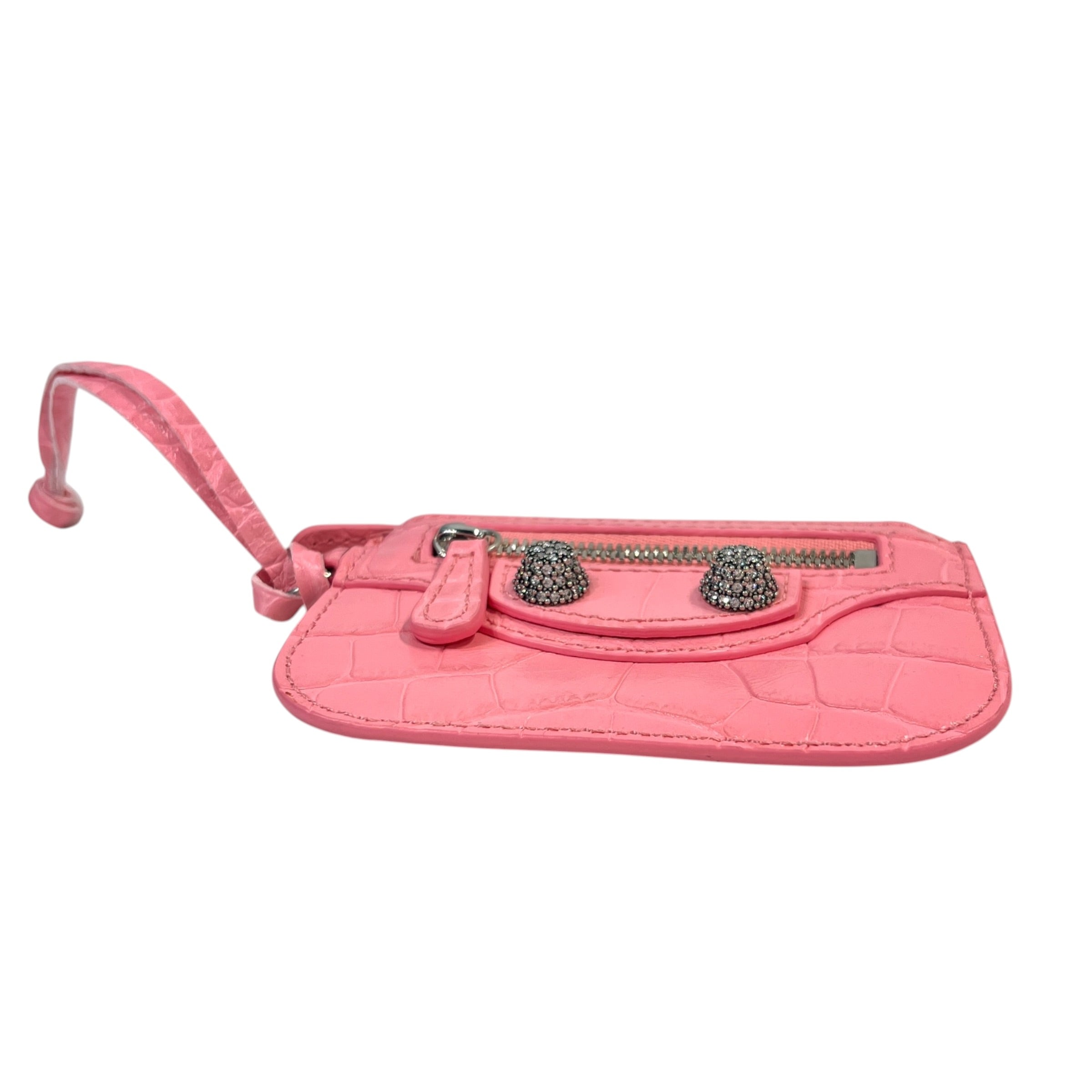 BALENCIAGA/Coin Wallet/Animal Pattern/Leather/PNK/CRYSTAL LE CAGOLE CROCODILE view 3