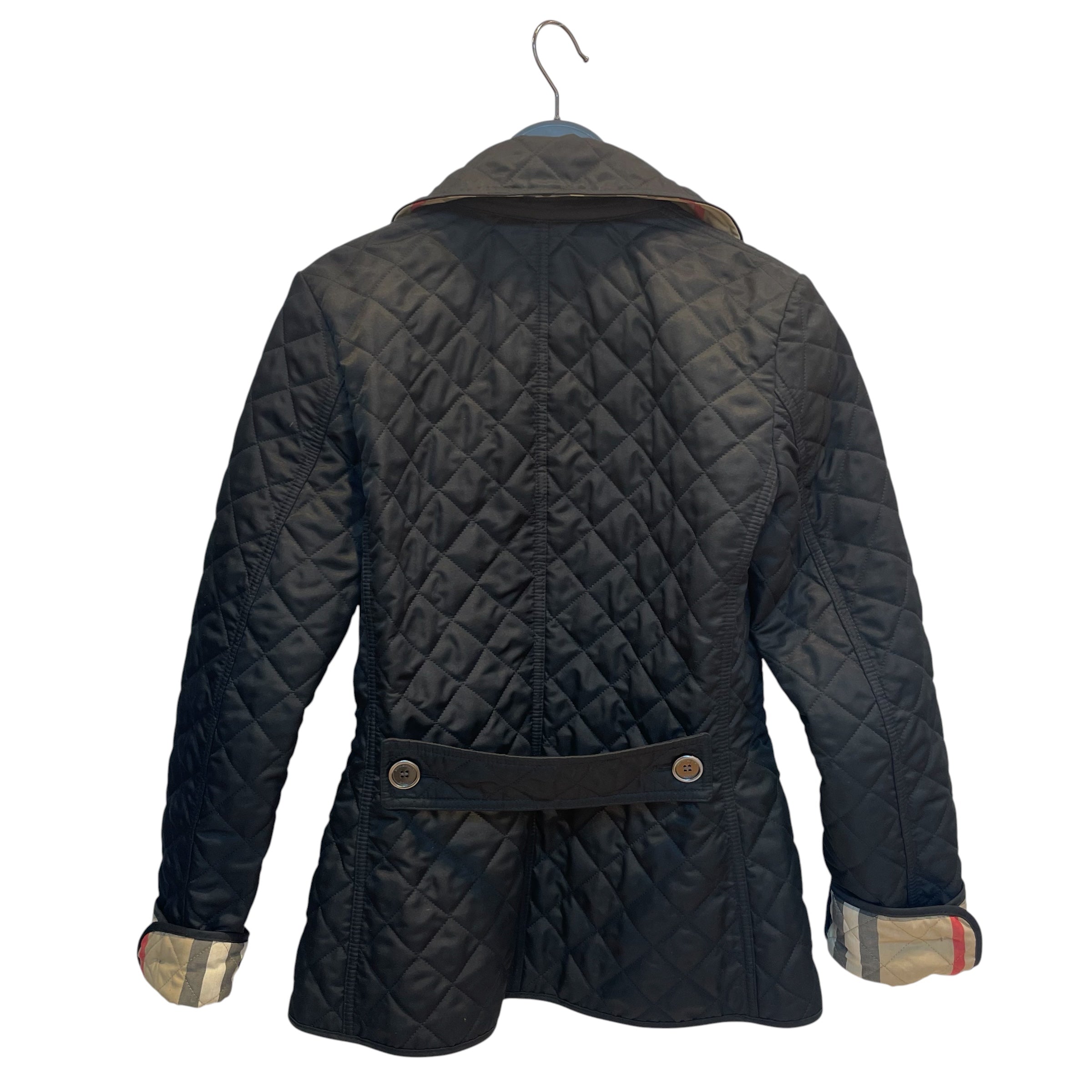 BURBERRY BRIT/Jacket/XS/Polyester/BLK/quilted/house stripes inside view 2