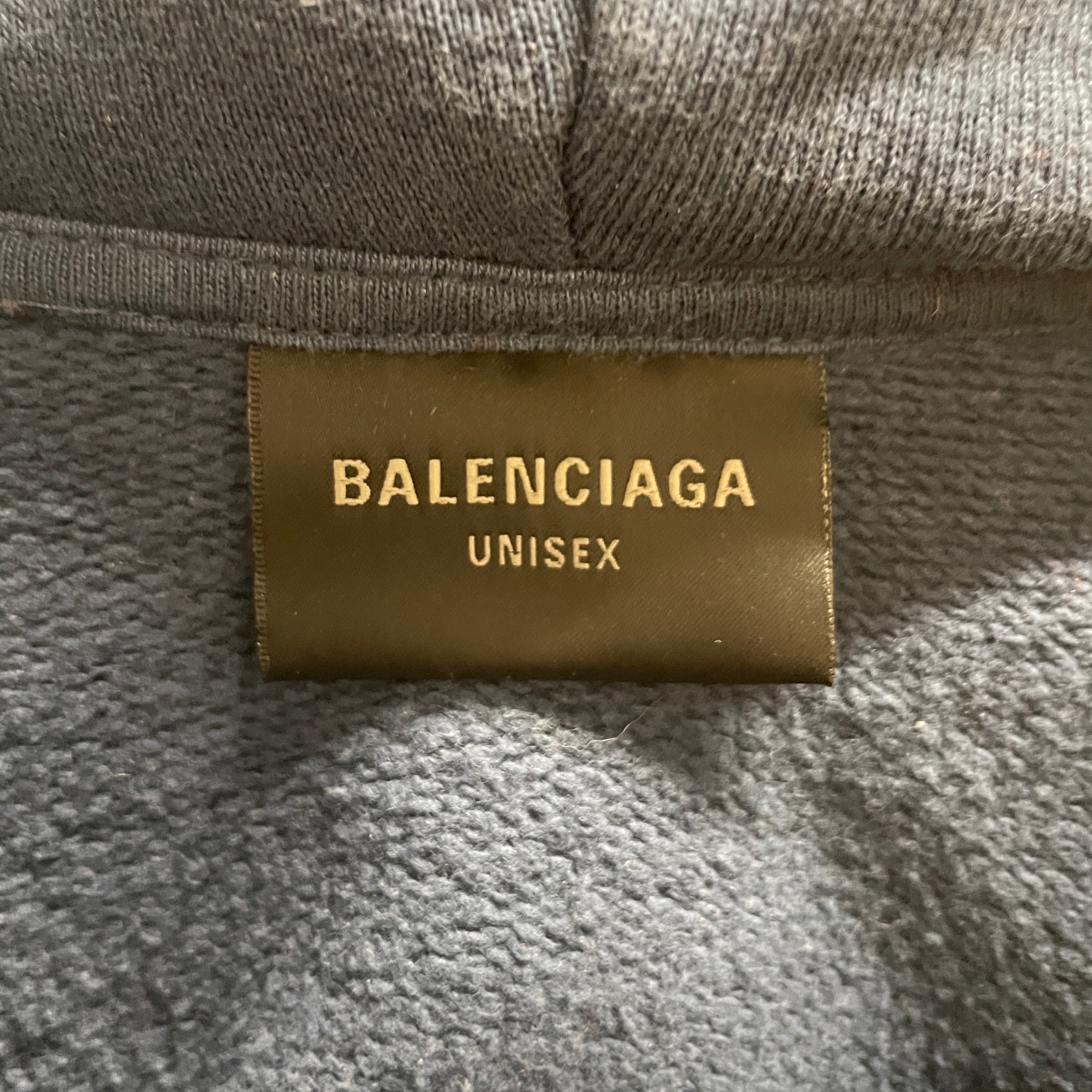 BALENCIAGA/Hoodie/M/Cotton/BLU/VIP EMB DISTRESSED view 3
