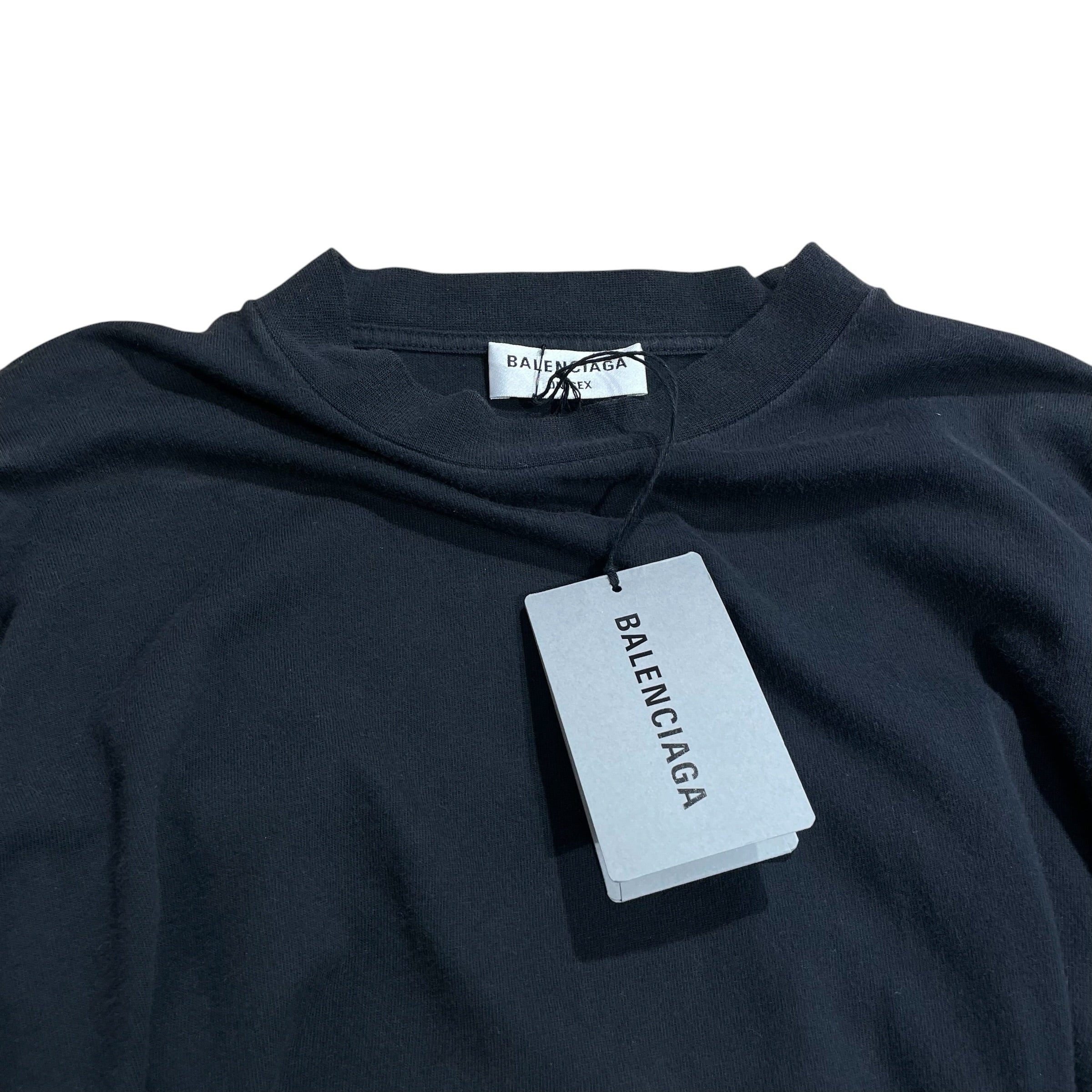 BALENCIAGA/LS T-Shirt/4/Cotton/BLK/blank logo on bottom back view 3