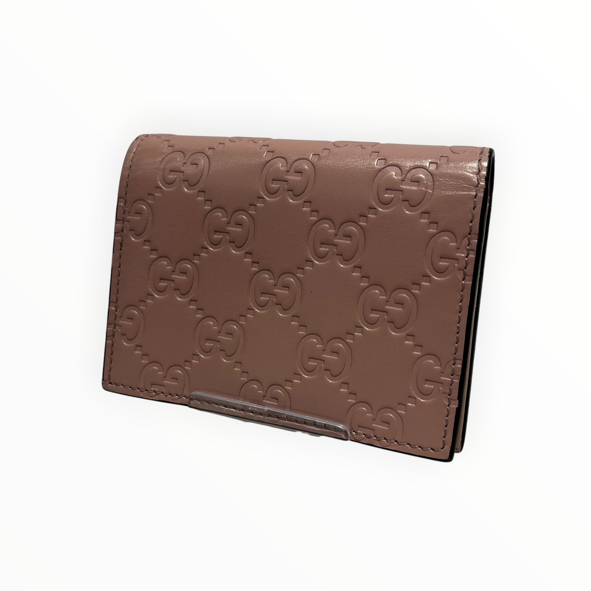 GUCCI/Bifold Wallet/Monogram/Leather/PNK/L's/pink bow guccissima view 2