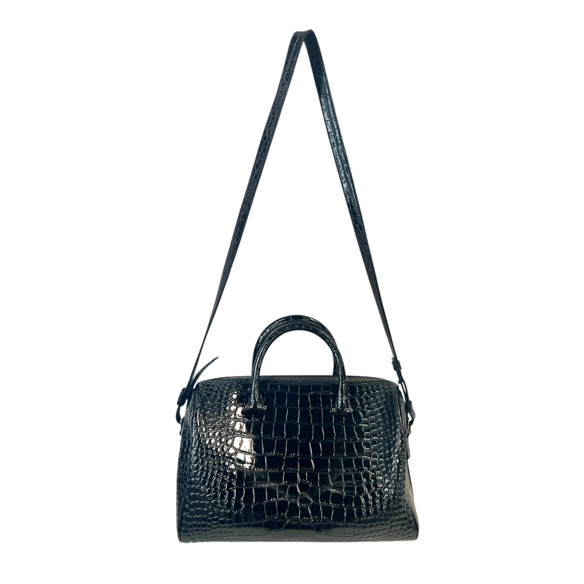 SAINT LAURENT/Hand Bag/Animal Pattern/Suede/BLK/CROCODILE view 2