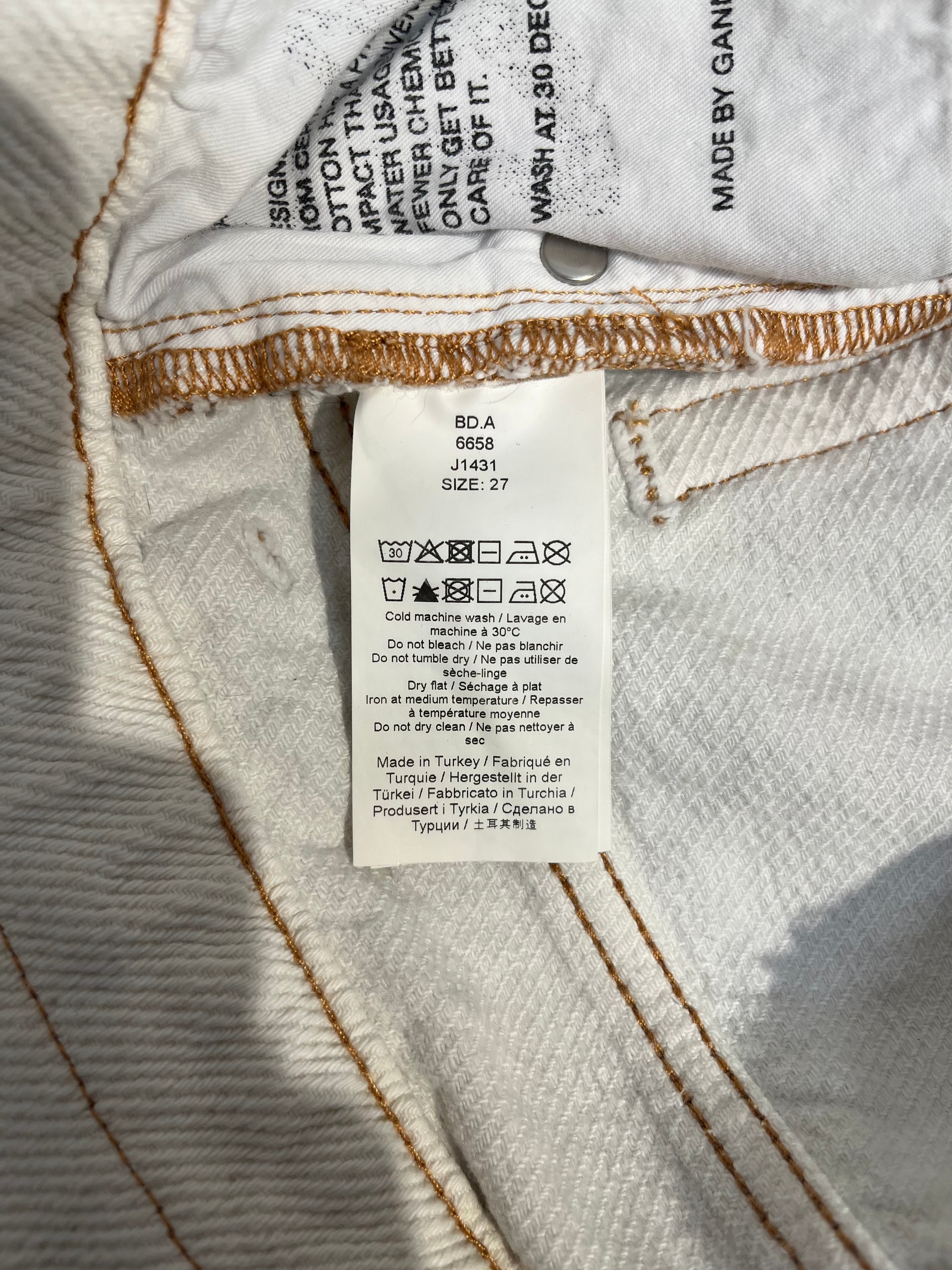 GANNI/Wide Leg Pants/27/Cotton/WHT/GOLD GROMMIT BELT view 4
