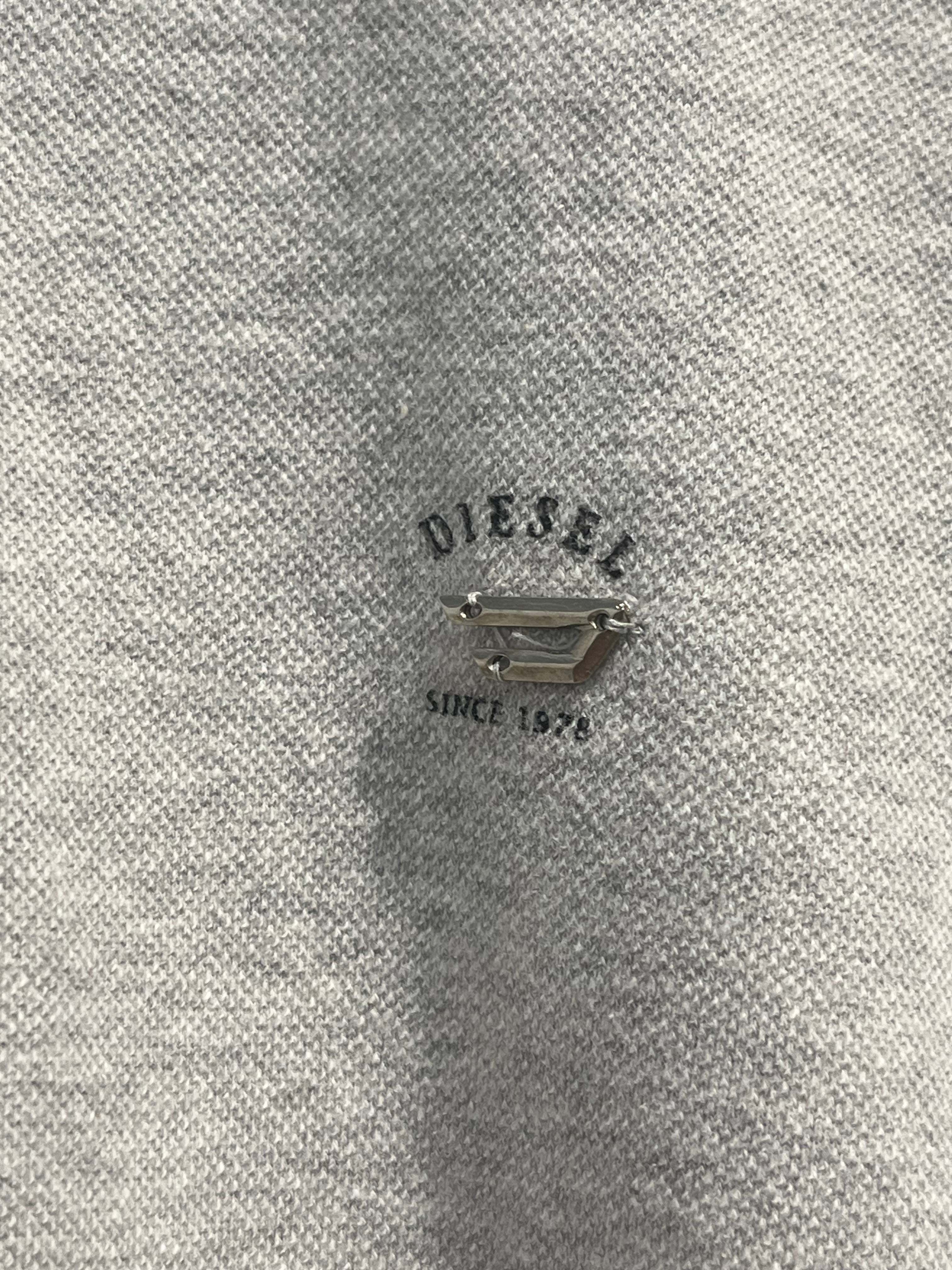DIESEL/Polo Shirt/L/Cotton/GRY/blue stripe collar view 5