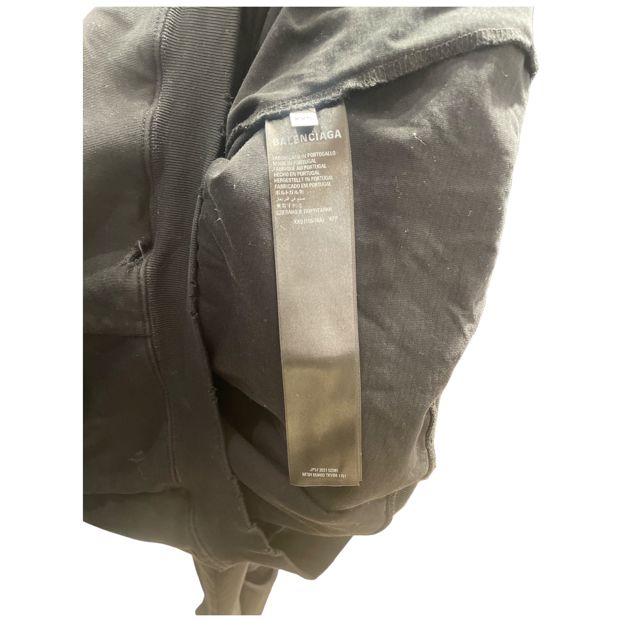 BALENCIAGA/Hoodie/XXS/Cotton/BLK/Oversize/DISTRESSED LOGO view 4