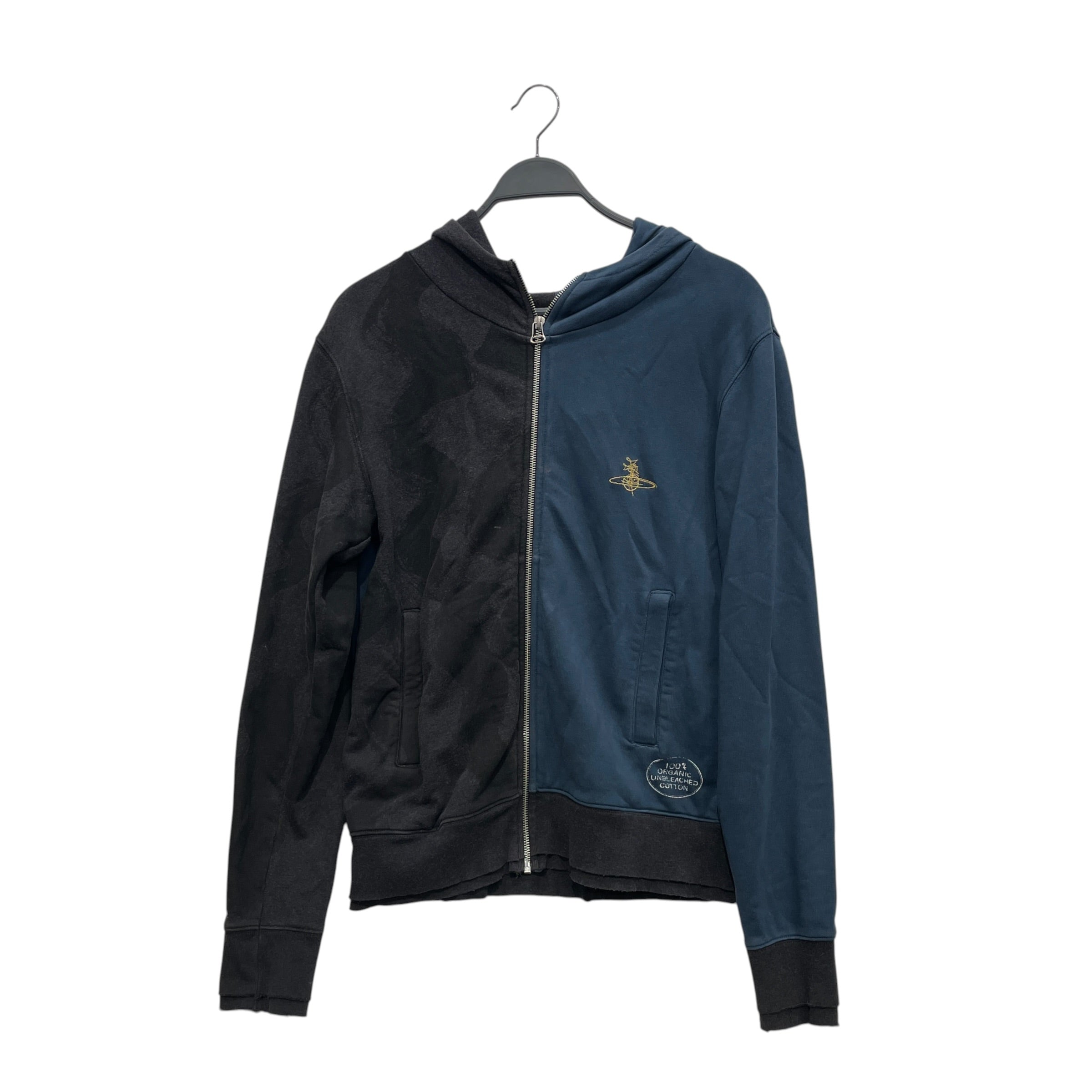 Vivienne Westwood/Zip Up Hoodie/S/Cotton/NVY/SPLITBLACKANDBLUE view 1