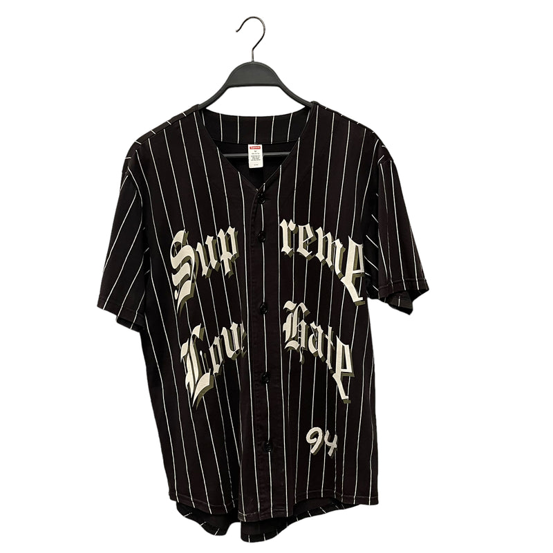 Supreme/SS Shirt/M/Cotton/BLK/Stripe/Love Hate Baseball