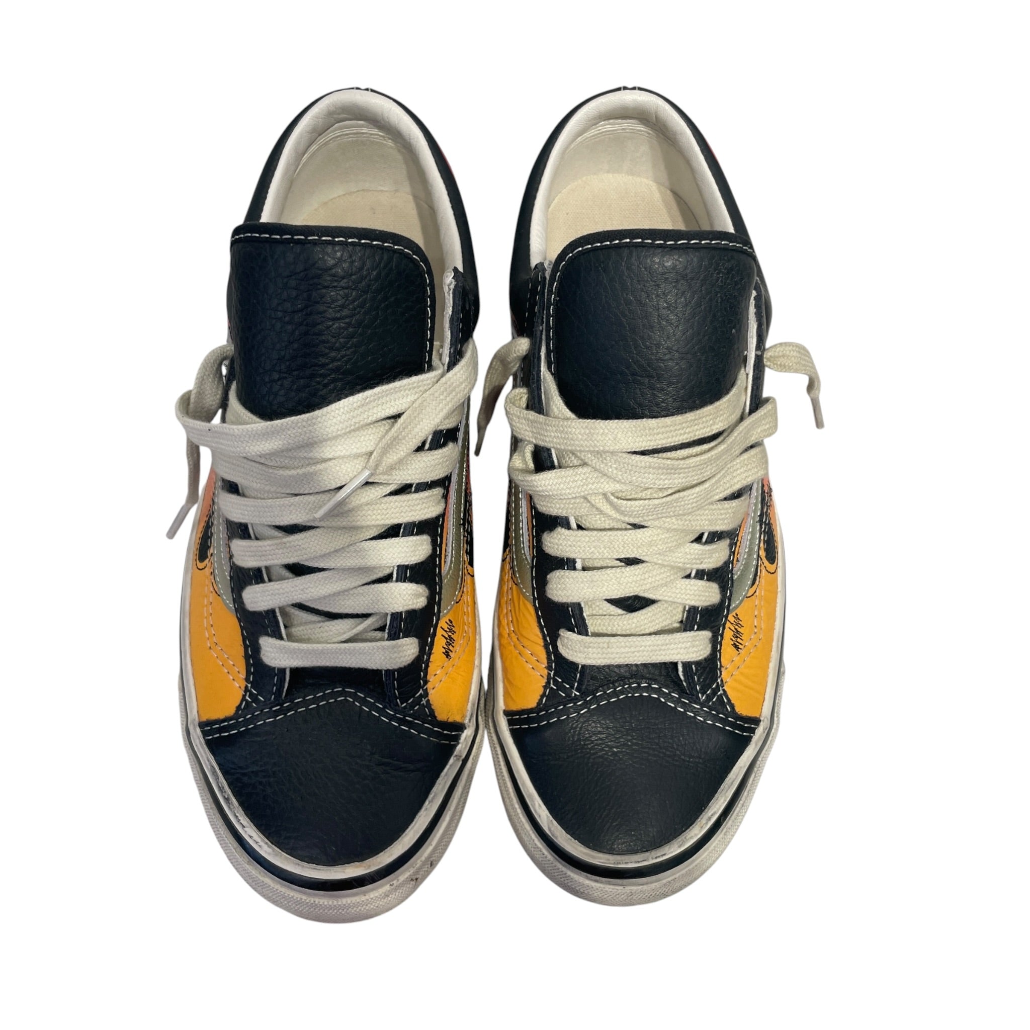 VANS/Low-Sneakers/US 9.5/Leather/BLK/lx old skool flames view 4