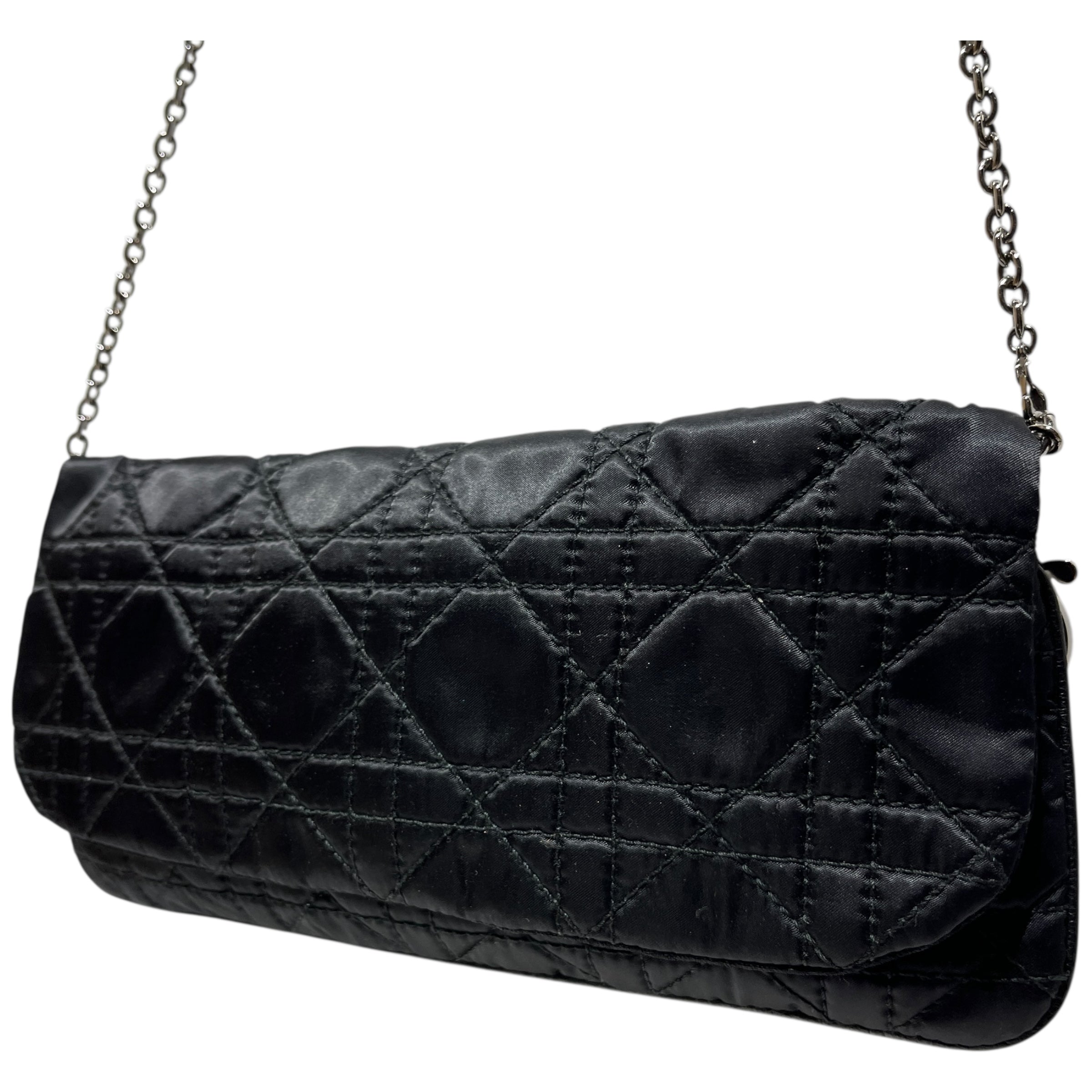 Christian Dior/Cross Body Bag/Cotton/BLK/LADY DIOR CANNAGE/ SILVER view 2