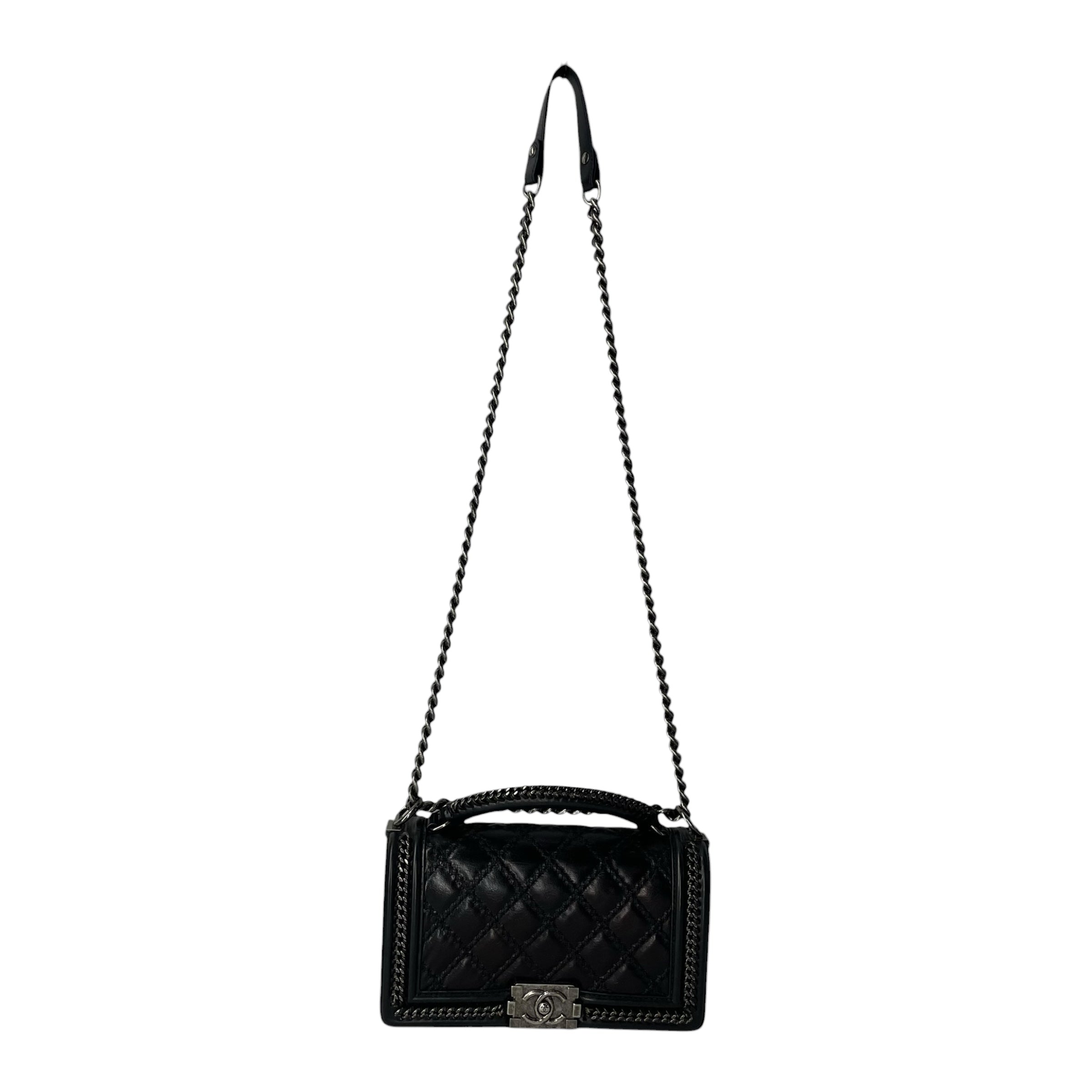 CHANEL/Cross Body Bag/Leather/BLK/21206470 QUILTED CHAIN BORDER view 1