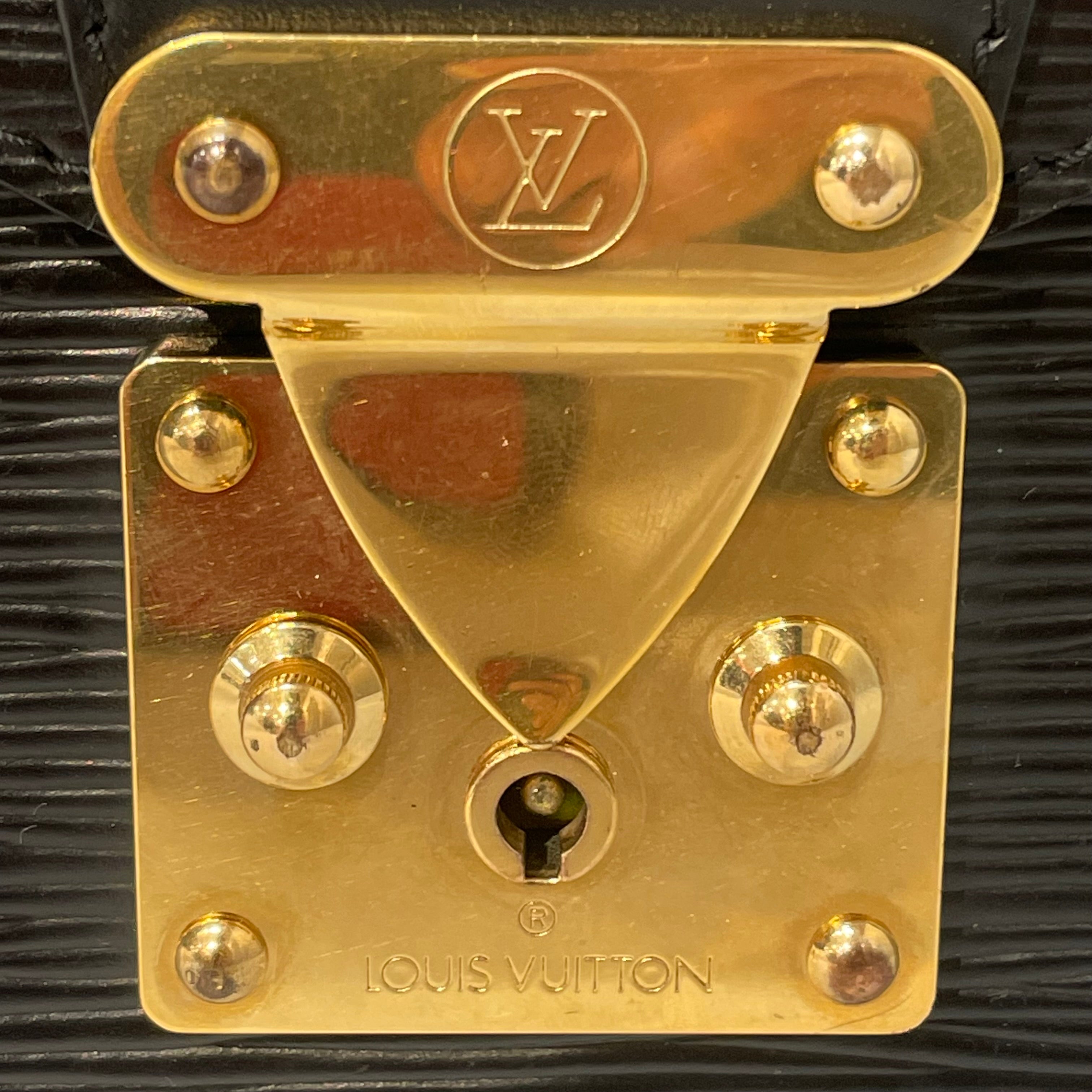 LOUIS VUITTON/Hand Bag/Stripe/Leather/BLK/Epi view 7