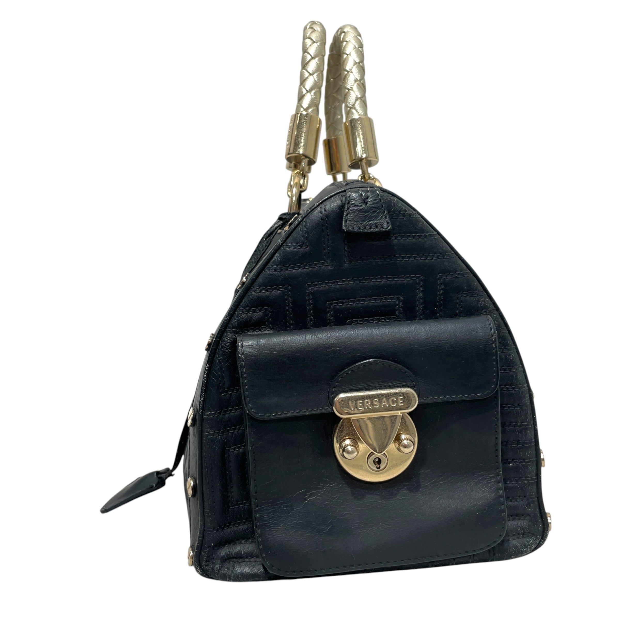 GIANNI VERSACE/Hand Bag/Leather/BLK/Snap Out Of it Quilted Leather view 5