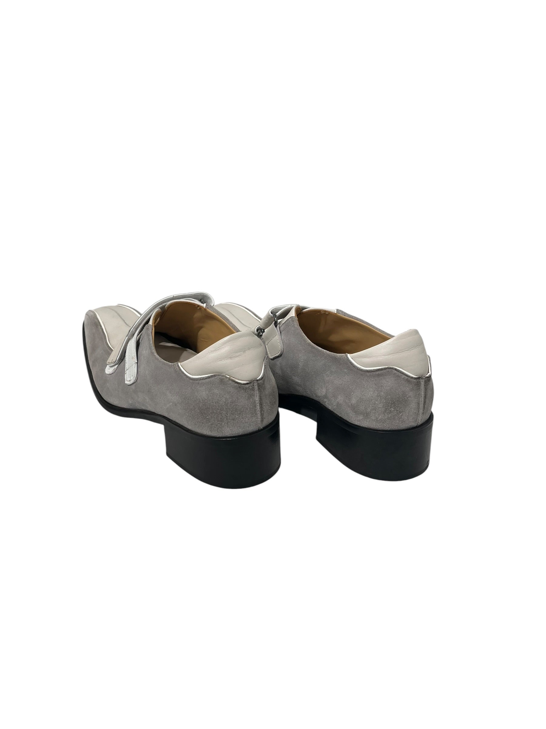 MARTINE ROSE/Loafers/EU 43/Suede/GRY/SNOUT LOAFERS VELCRO WHT GRY view 2