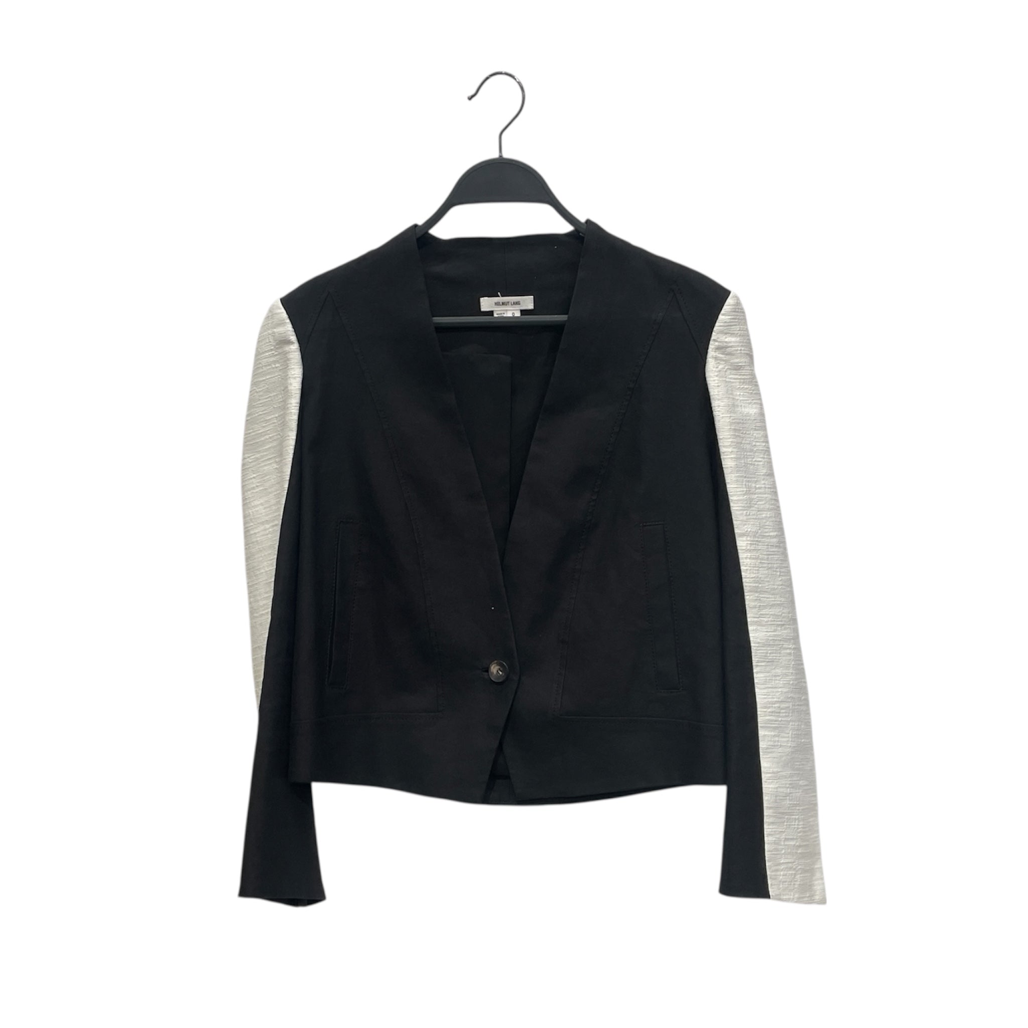 Helmut Lang/Tailored Jkt/0/Cotton/BLK/WHITE SLEEVE SINGLE BUTTON JKT view 1