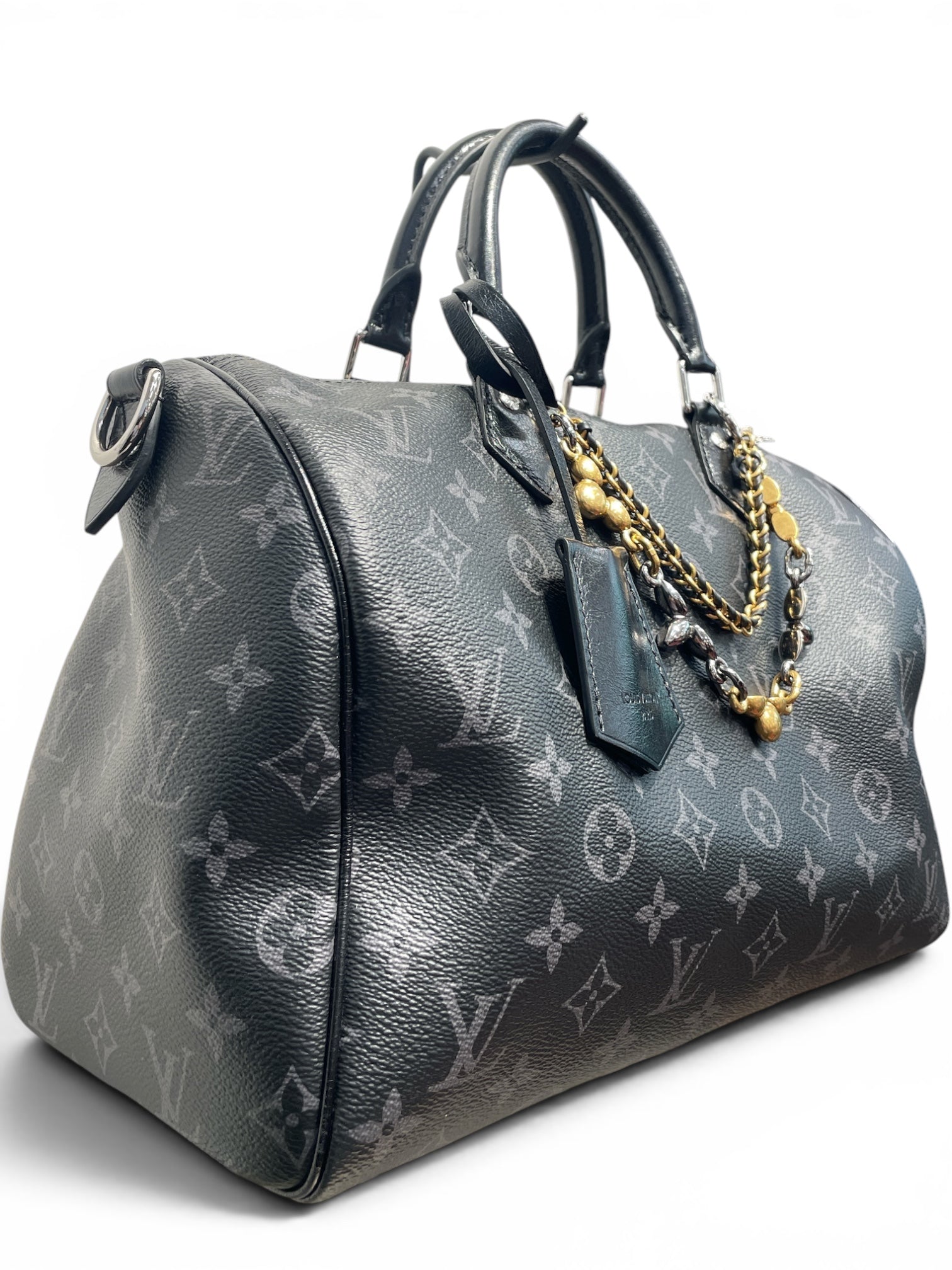 LOUIS VUITTON/Hand Bag/Monogram/Leather/BLK/SPEEDY SOFT 30 view 6