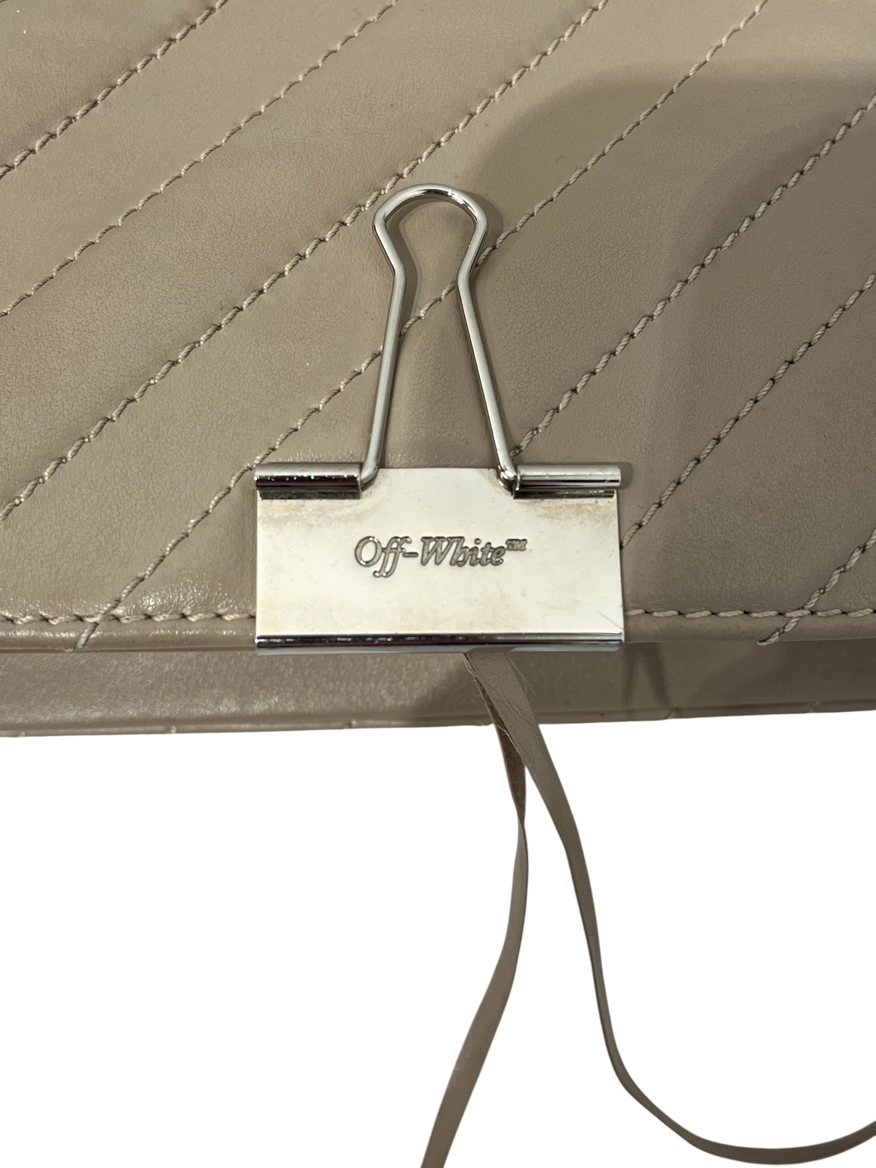 OFF-WHITE/Cross Body Bag/Stripe/Leather/GRY/stone grey clip bag w bolts view 8
