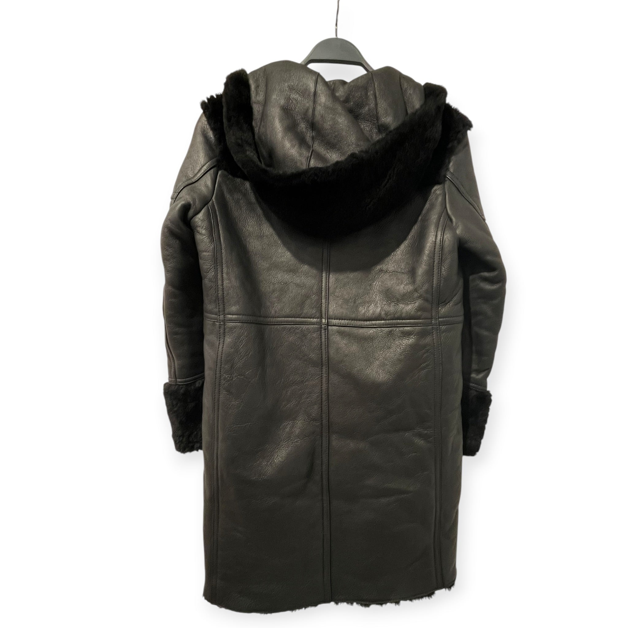 maje/Leather Jkt/36/Leather/BLK/SHEARLING LINING/ HOOD view 2