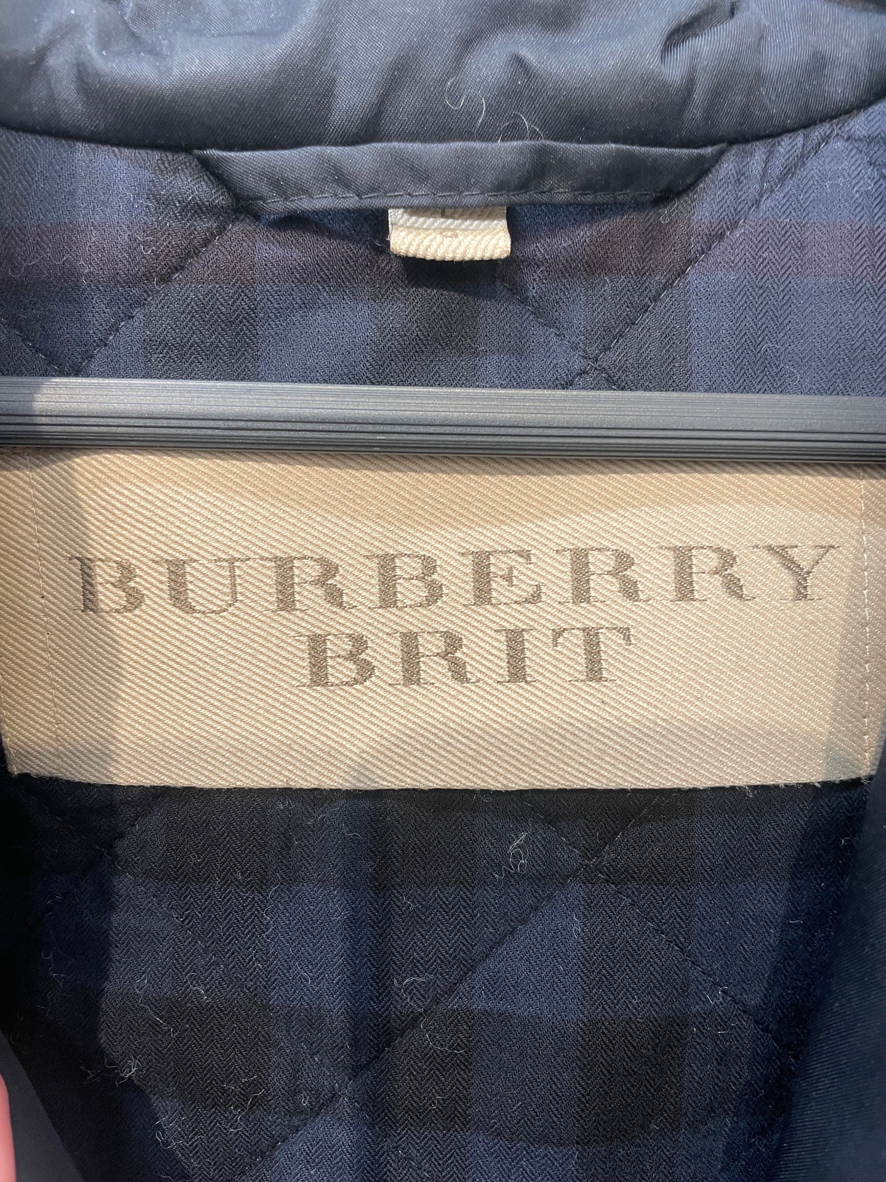 BURBERRY BRIT/Quilted Jkt/L/Cotton/NVY/diamond quilt hooded view 3