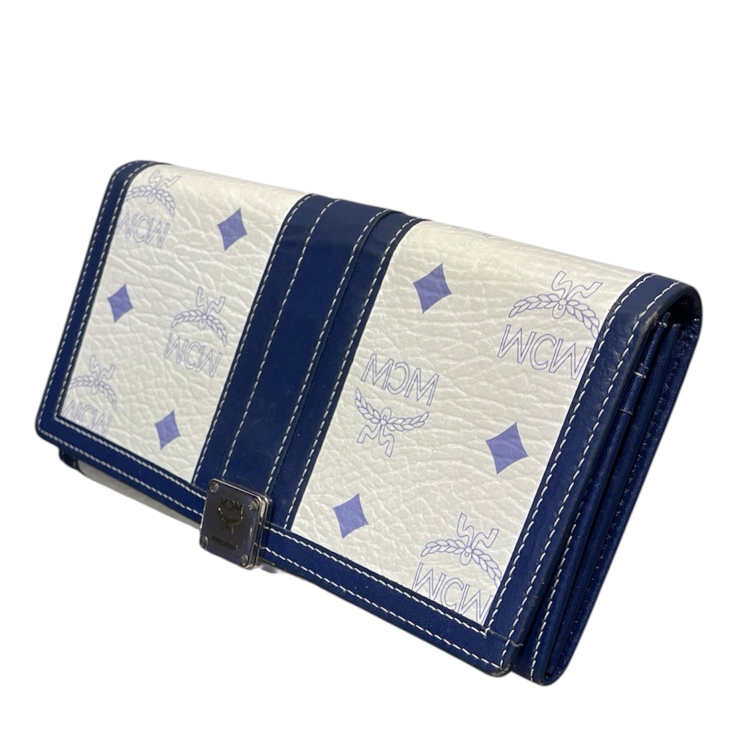 MCM/Long Wallet/Leather/WHT/White Navy Visetos Long Wallet view 1
