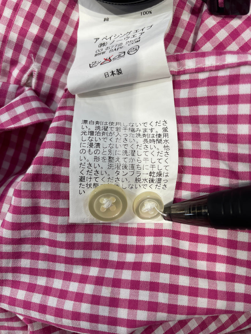 A BATHING APE/Polo Shirt/S/Cotton/RED/Plaid/