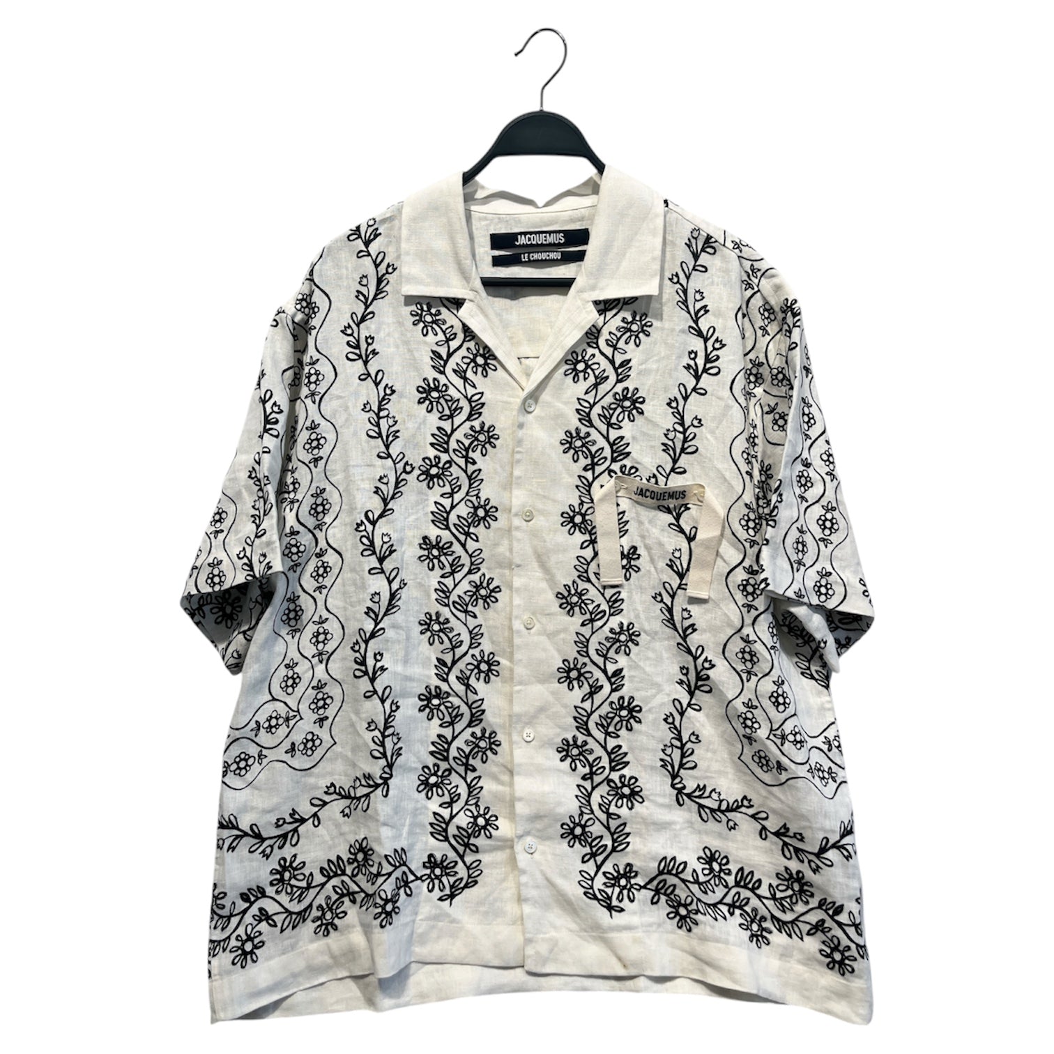 JACQUEMUS/SS Shirt/52/Cotton/WHT/Floral Pattern/black floral stripes view 1