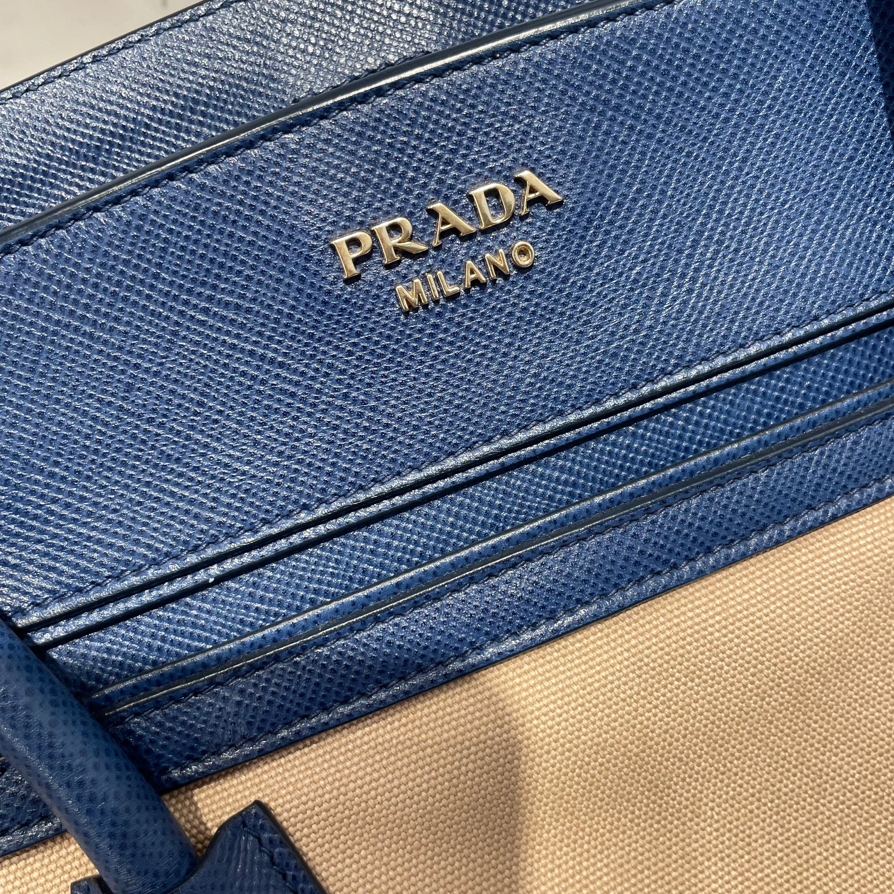 PRADA/Tote Bag/Leather/NVY/Cuir Frame COnvertible Tote view 6
