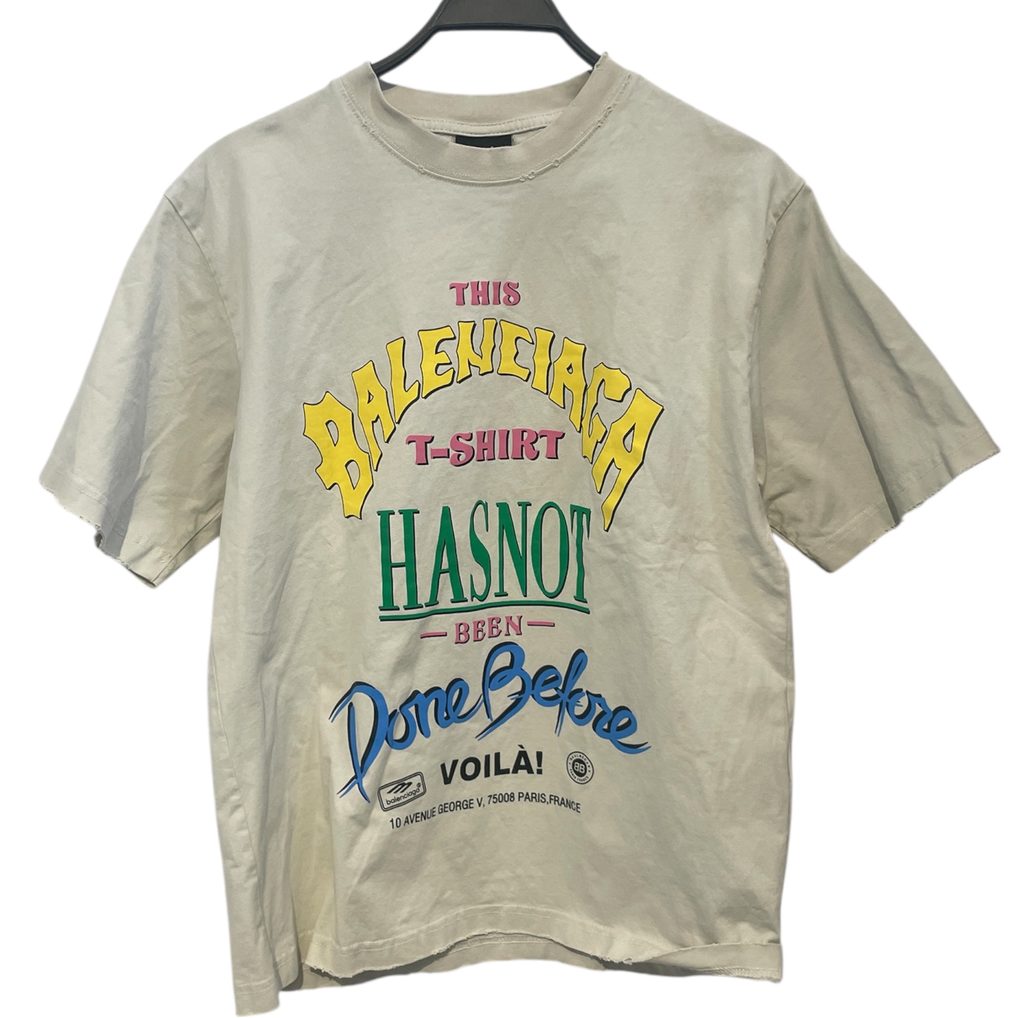 BALENCIAGA/T-Shirt/M/Cotton/BEG/High Neck/Graphic/BALENCIAGA NOT BEEN DONE TEE view 1