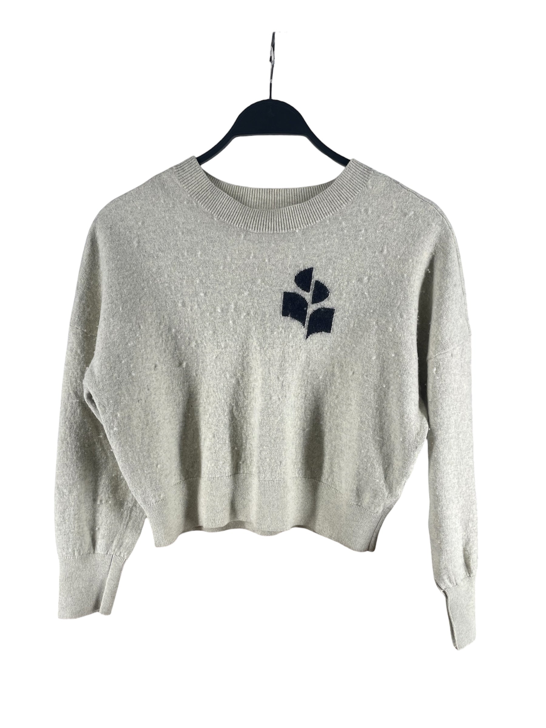 ISABEL MARANT ETOILE/Sweater/34/Cotton/GRY/INTARSIA KNIT LOGO SWEATSHIRT view 1