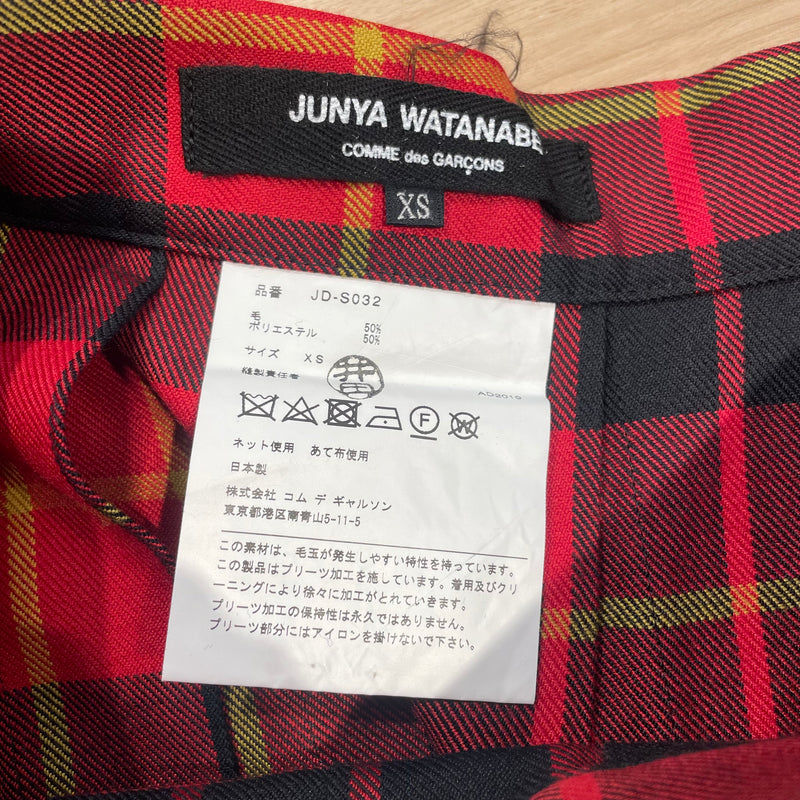 JUNYA WATANABE COMME des GARCONS/Skirt/XS/Red/Wool/Plaid/JD-S032