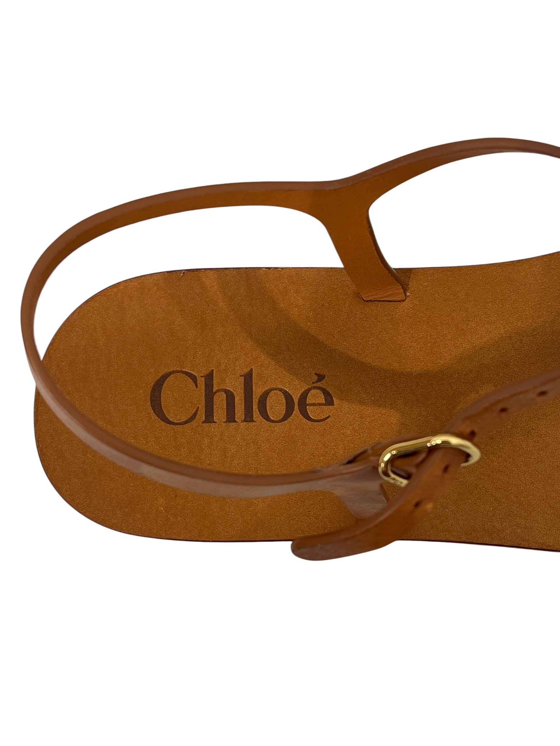 Chloe/Sandals/EU 40/Leather/BRW/Ankle Strap/GOLD LOGO CHARMS THONG view 5