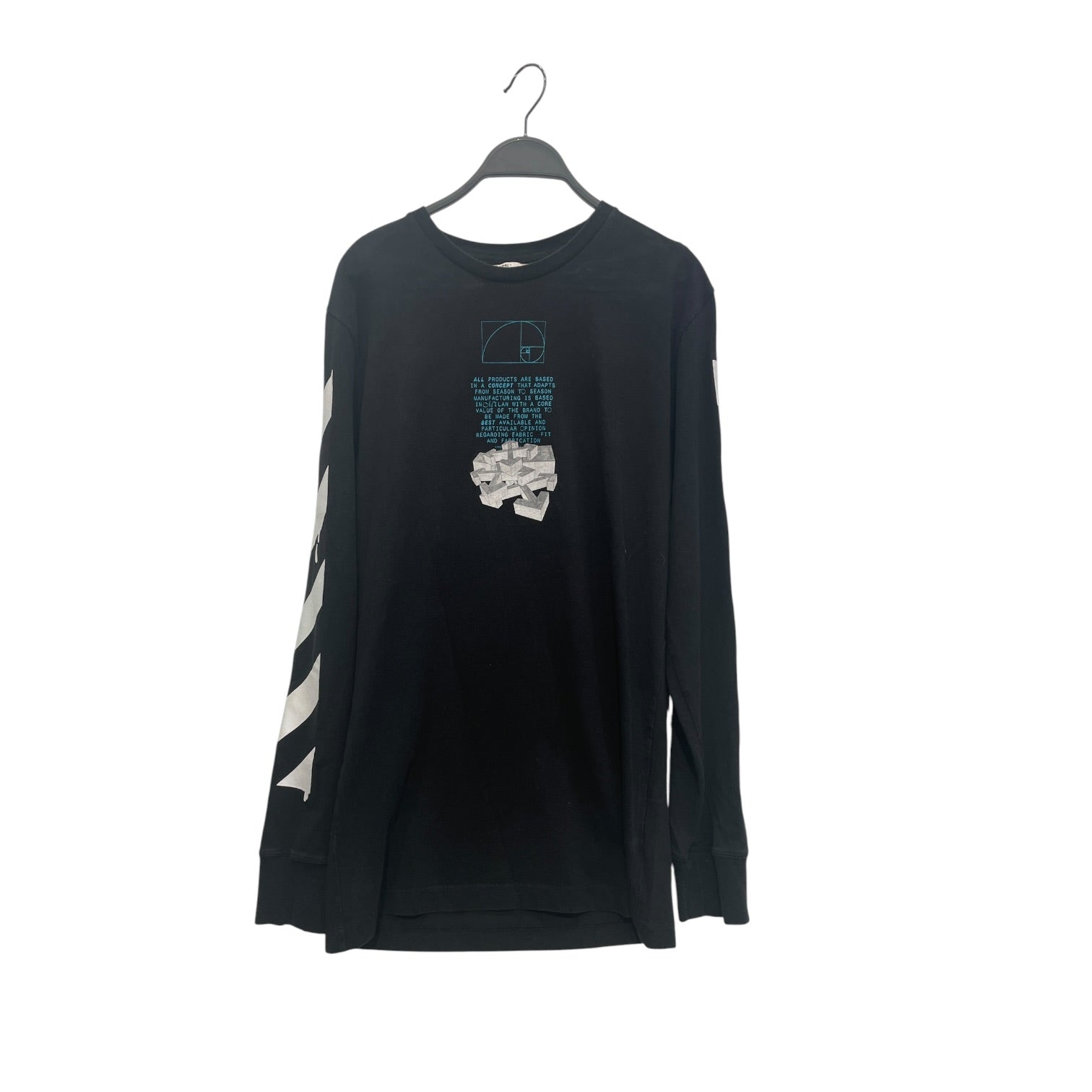 OFF-WHITE/LS T-Shirt/M/Cotton/BLK/GOLDEN RATIO GRAPHIC view 1