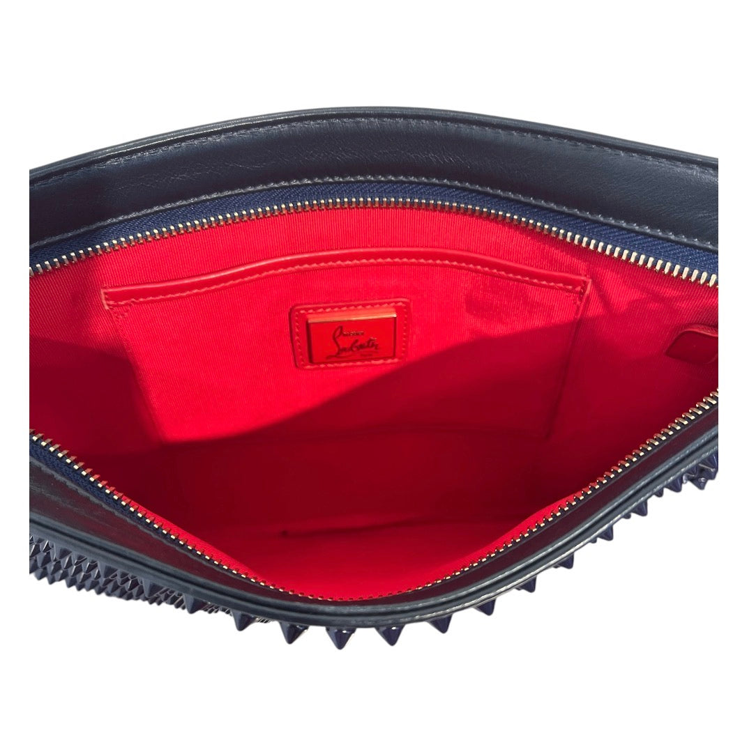 Christian Louboutin/Cross Body Bag/OS/Leather/NVY/Spike Clutch with Chain view 4