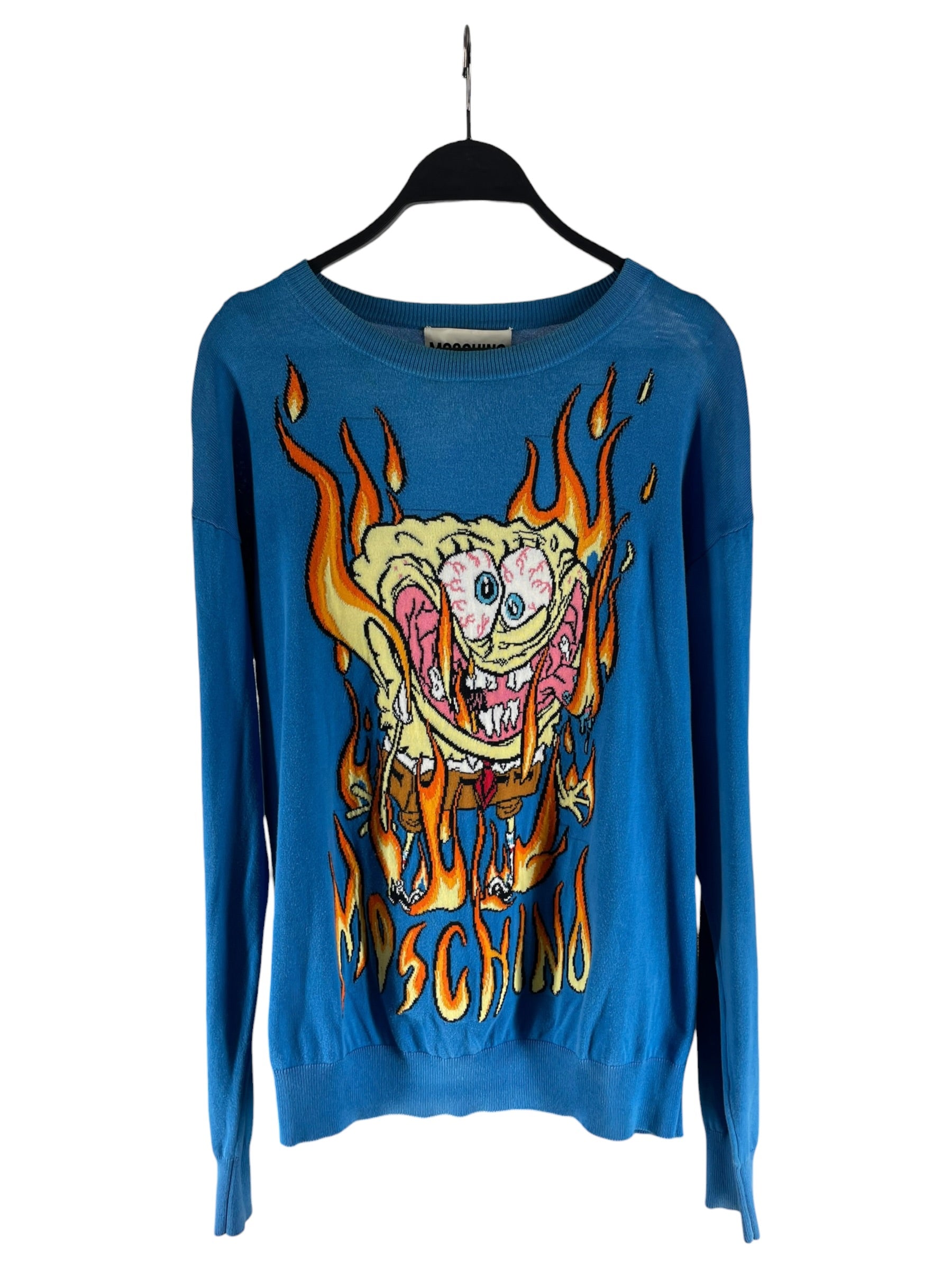 MOSCHINO/JEREMY SCOTT/Sweater/36/Graphic/Wool/BLU/SPONGEBOB FLAME KNIT view 1