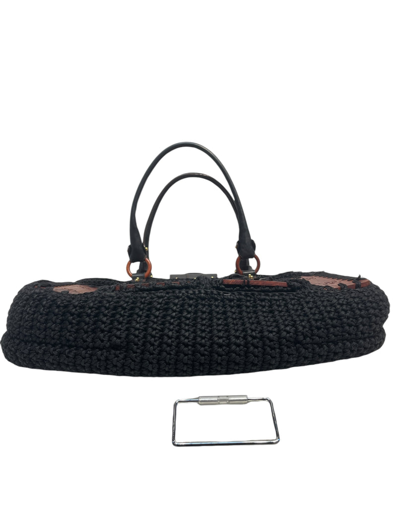 Salvatore Ferragamo/Hand Bag/OS/BLK/Wooden Crochet Bag