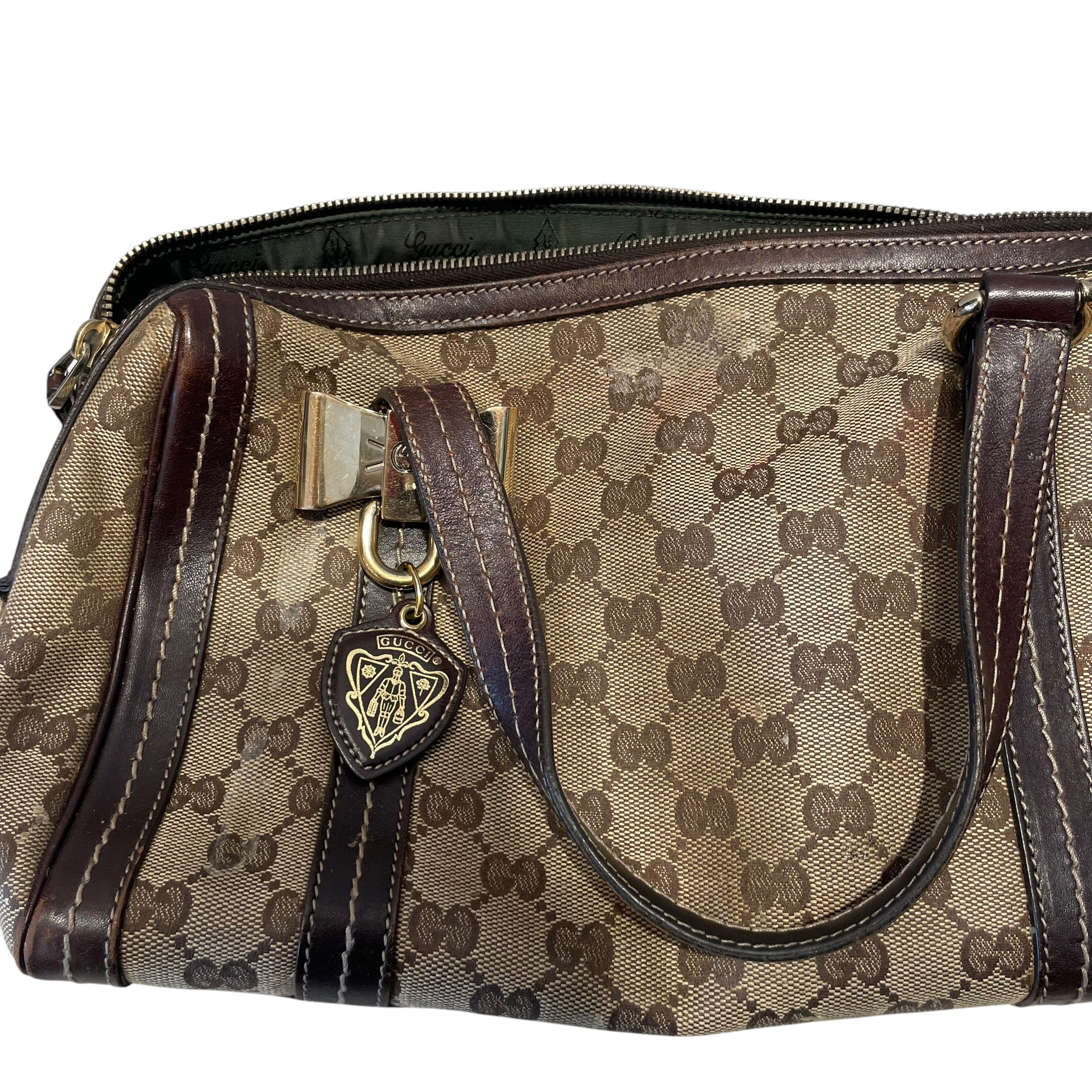 GUCCI/Hand Bag/Monogram/Leather/BEG/CRYSTAL DUCHESAA BOSTON view 3
