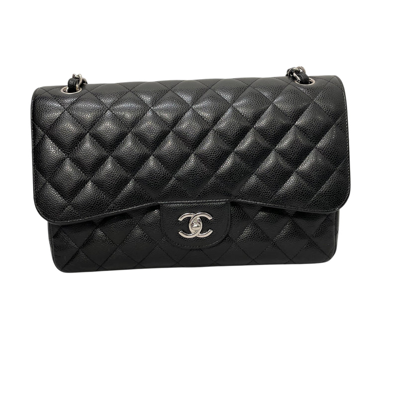 CHANEL/Hand Bag/Leather/BLK/MEDIUM CAVIAR FLAP BAG
