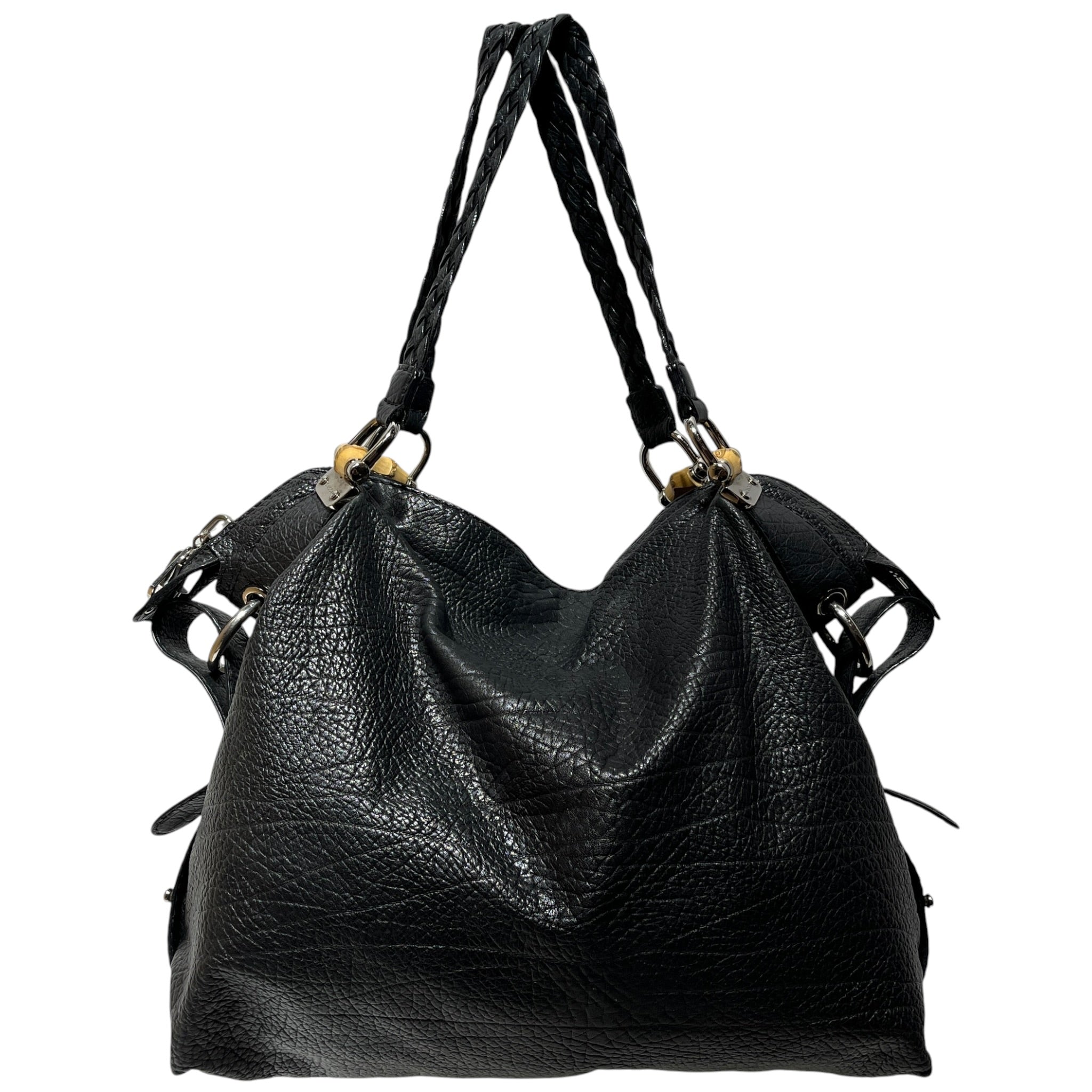 GUCCI/Tote Bag/Leather/BLK/bamboo tote view 1