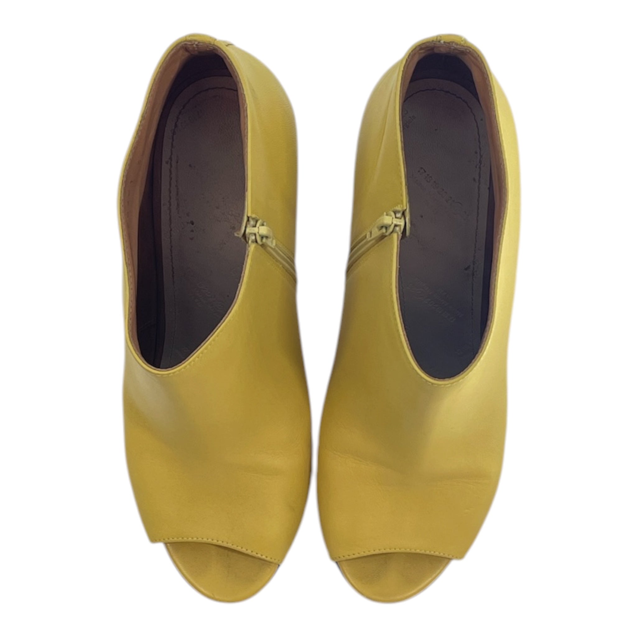 Maison Martin Margiela/Booties/EU 39.5/Leather/YEL/HEELED OPEN TOE BOOTIE BCK ZIP view 3