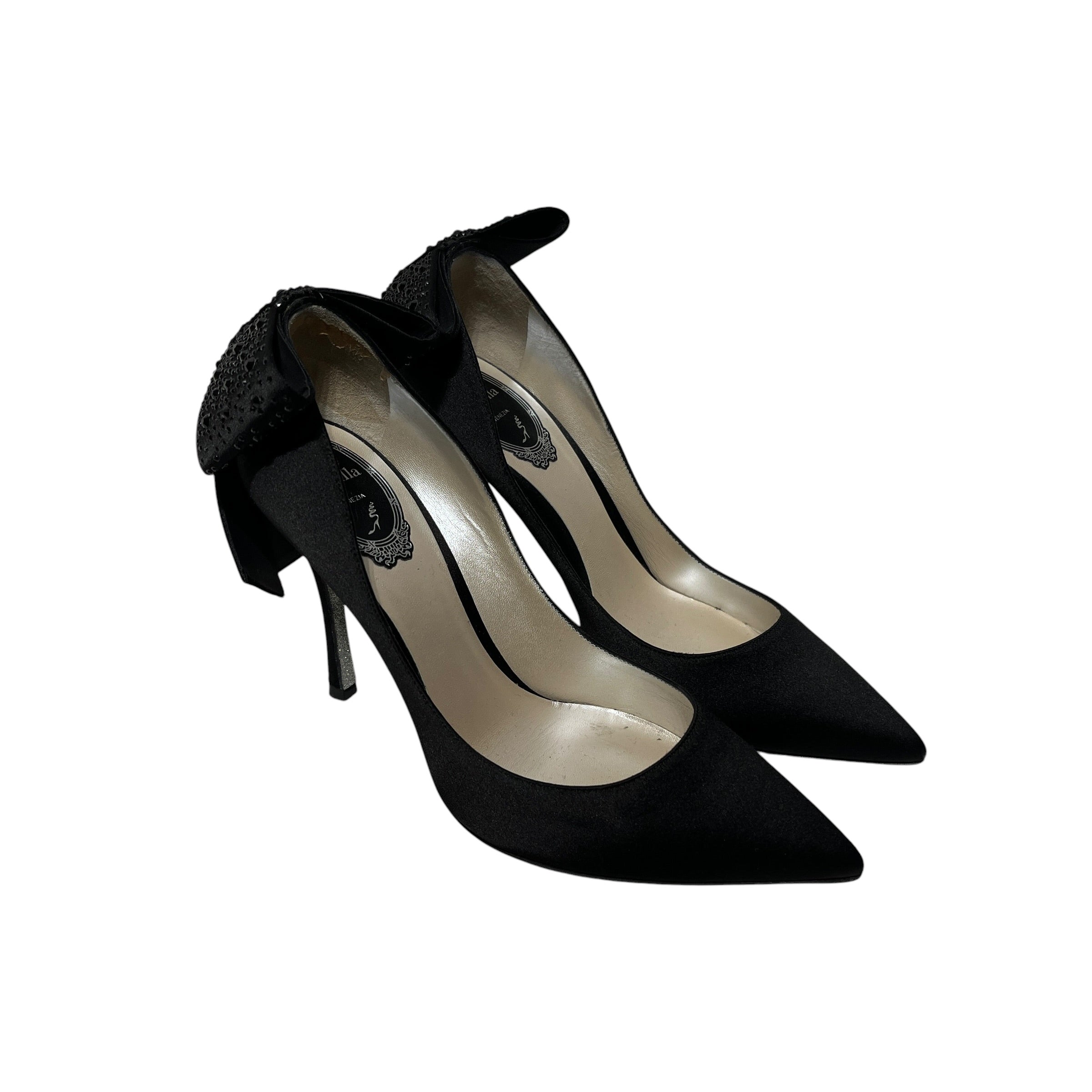 Rene Caovilla/Heels/EU 37.5/BLK/crystal bow view 1