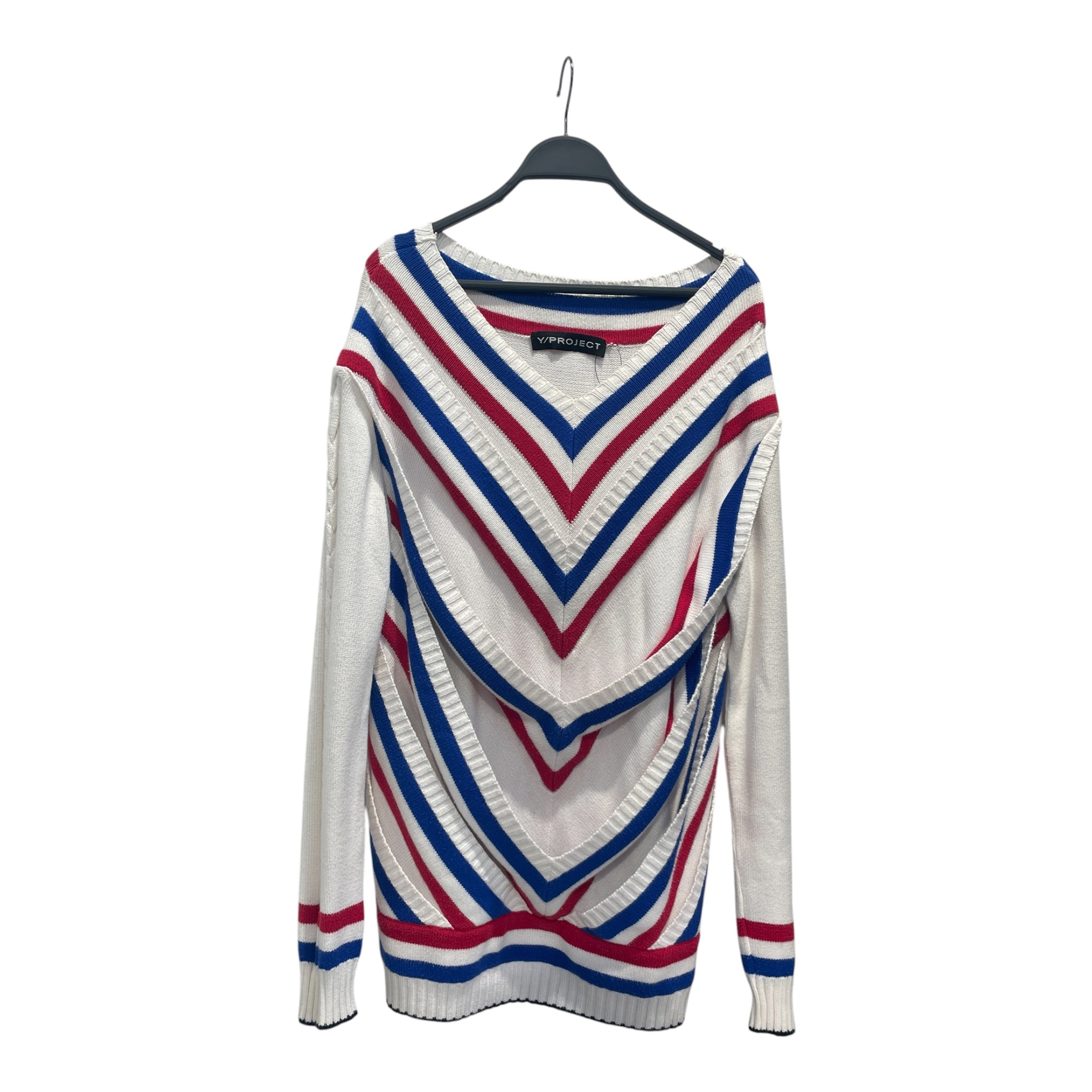 Y/PROJECT/Sweater/M/Stripe/Cotton/WHT/RED AND BLUE STRIPES view 1
