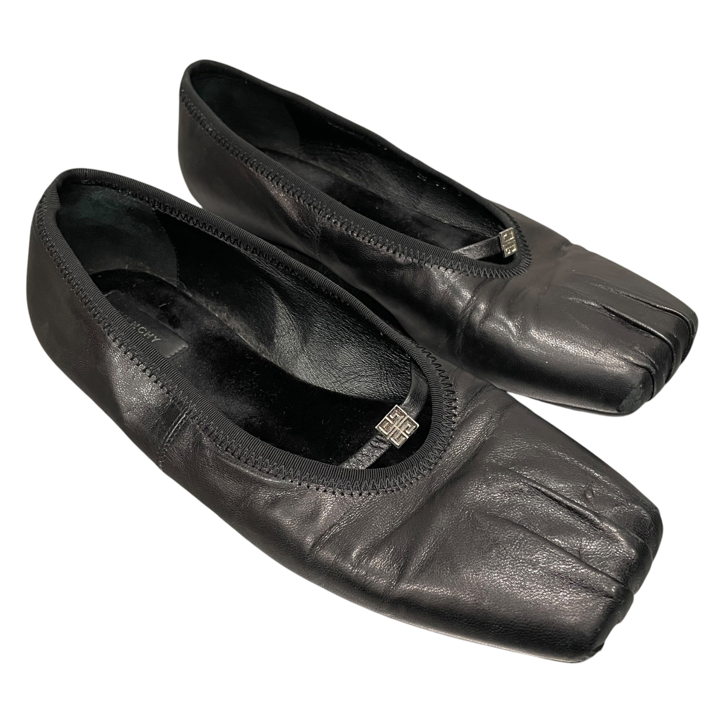GIVENCHY/Flat Shoes/EU 39/Leather/BLK/4G PLEATED BALLET FLATS view 1