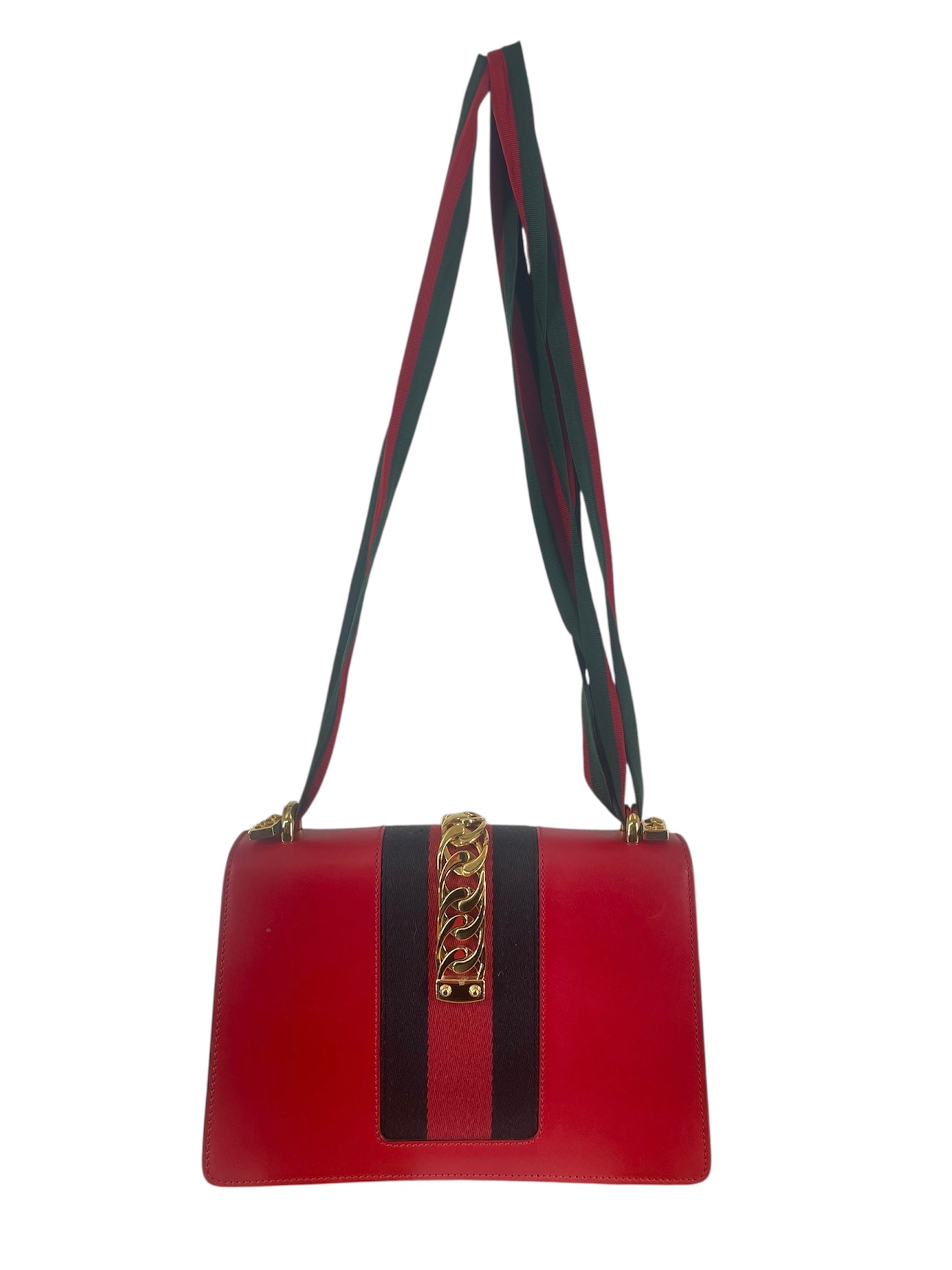 GUCCI/Hand Bag/Leather/RED/SYLVIE GOLD CHAIN MINI view 2