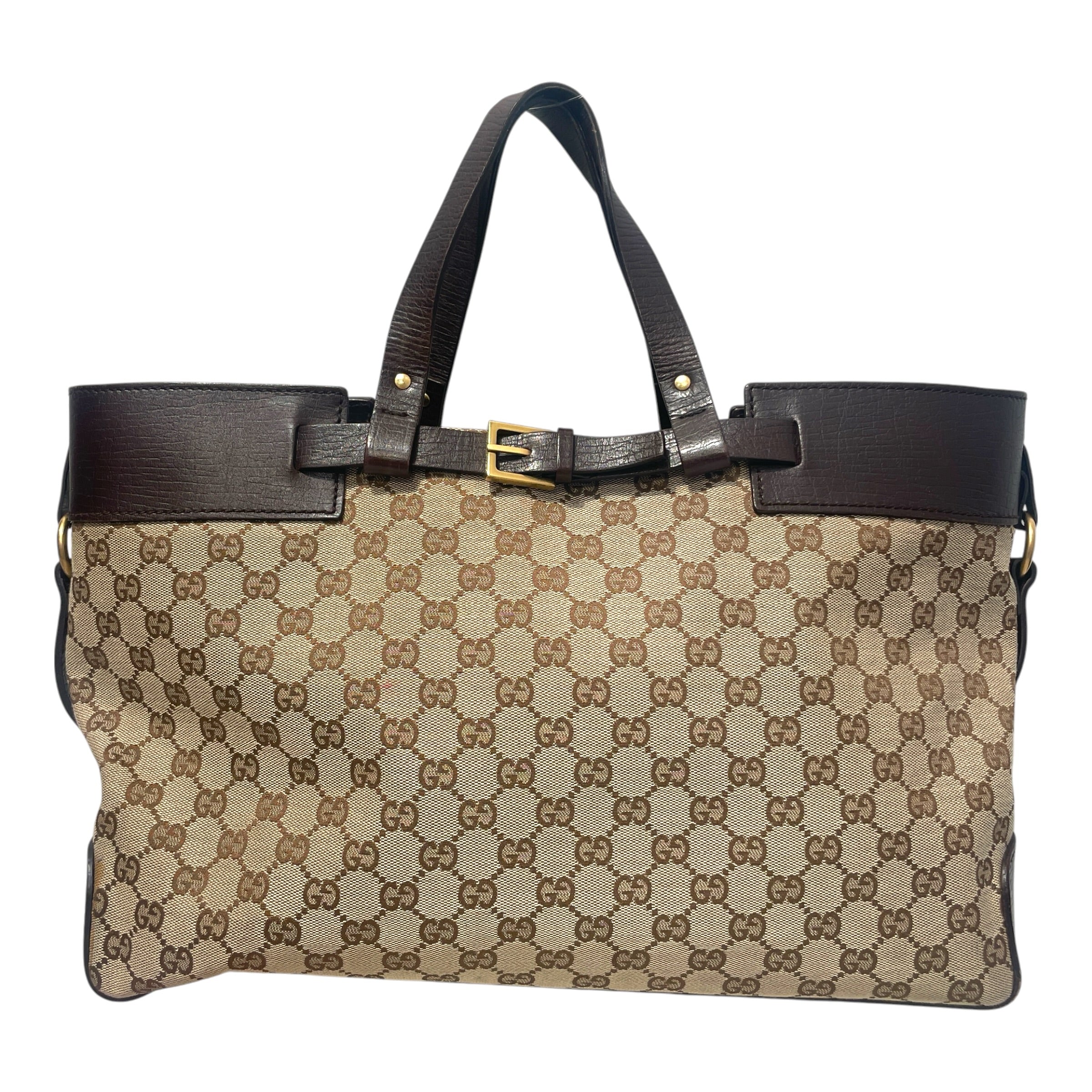 GUCCI/Tote Bag/Monogram/Cotton/BRW/GG Canvas Belted Buckle Tote view 1